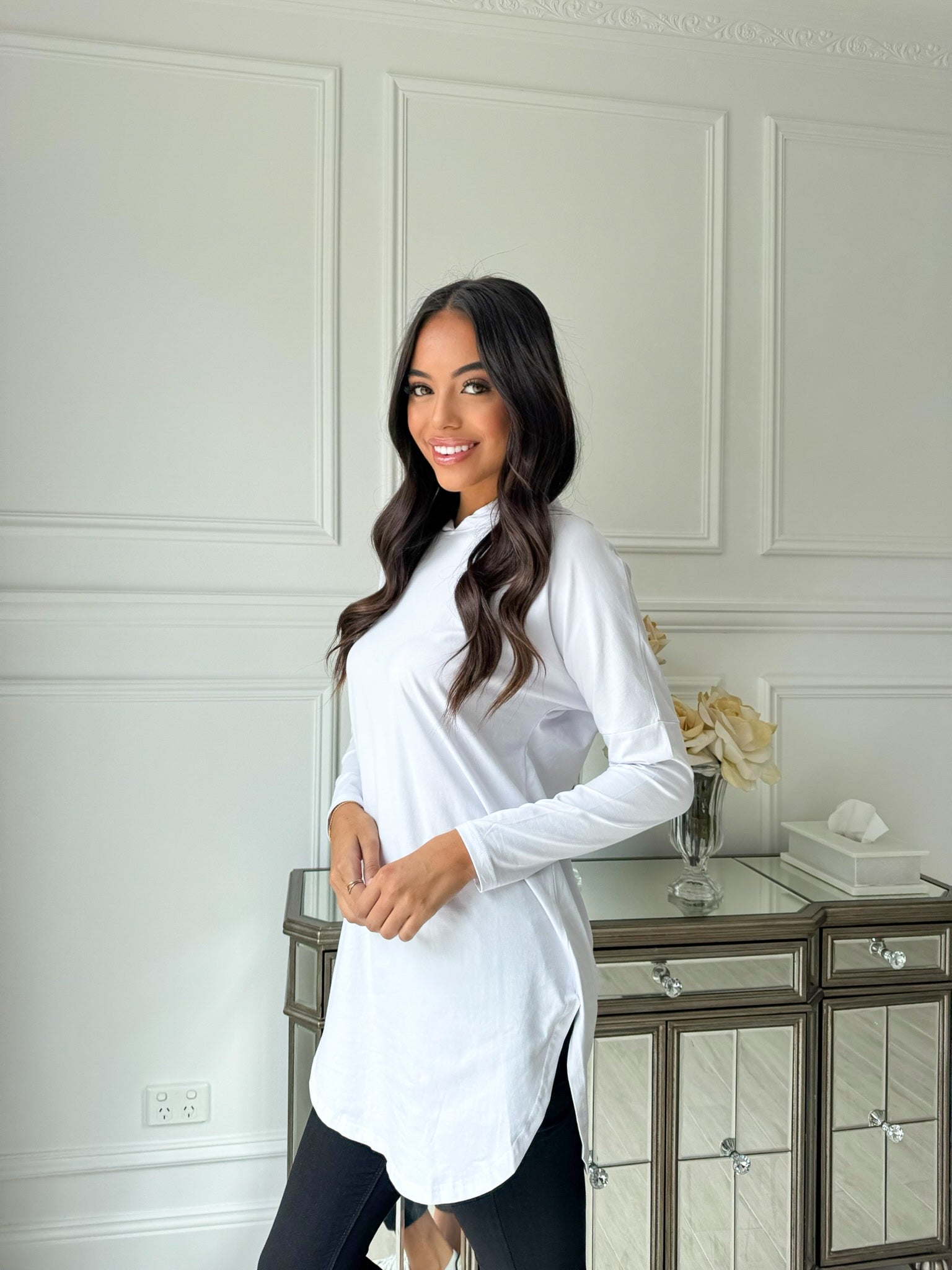 Hooded loop top