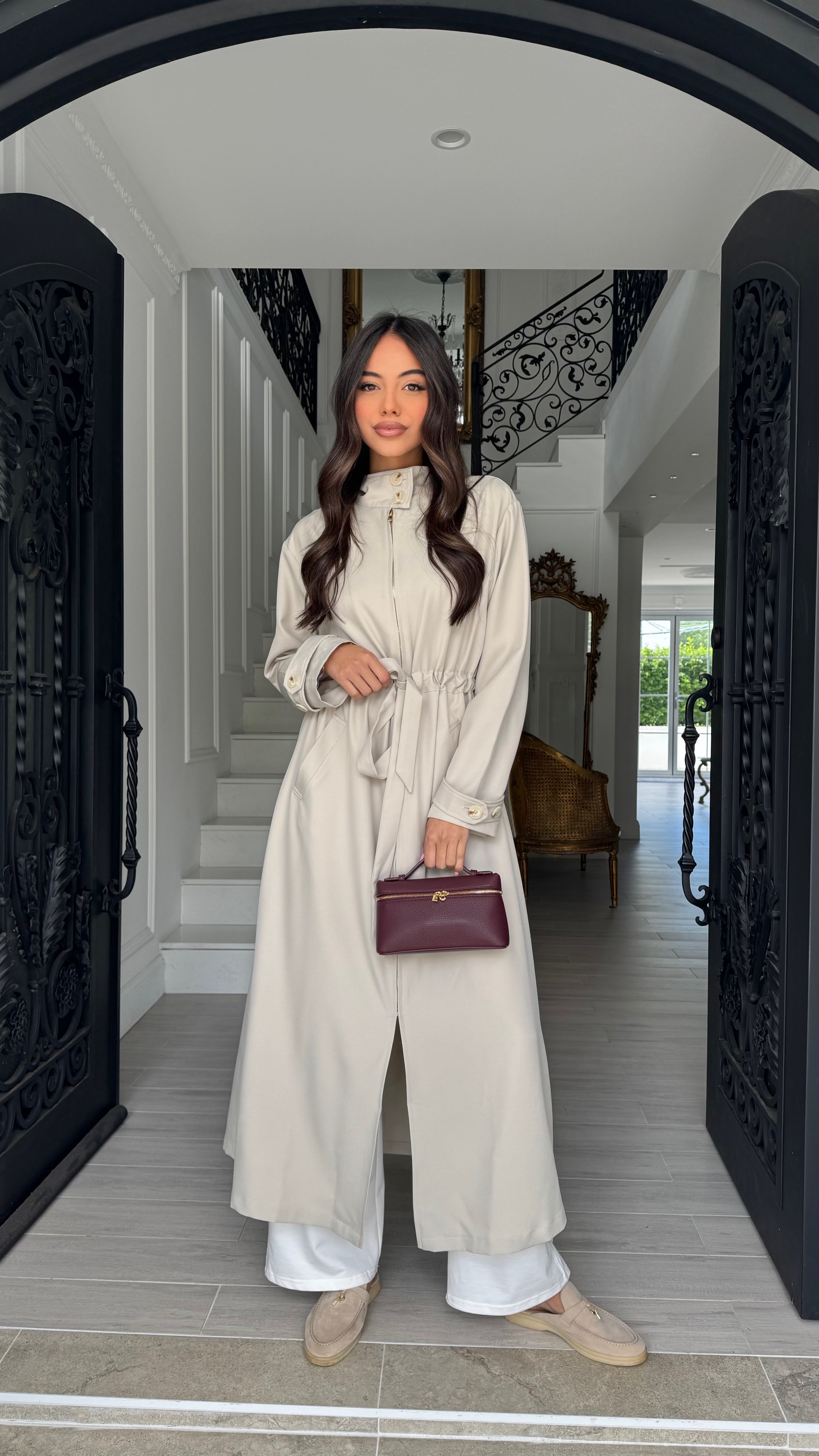 Funnel neck sports trench