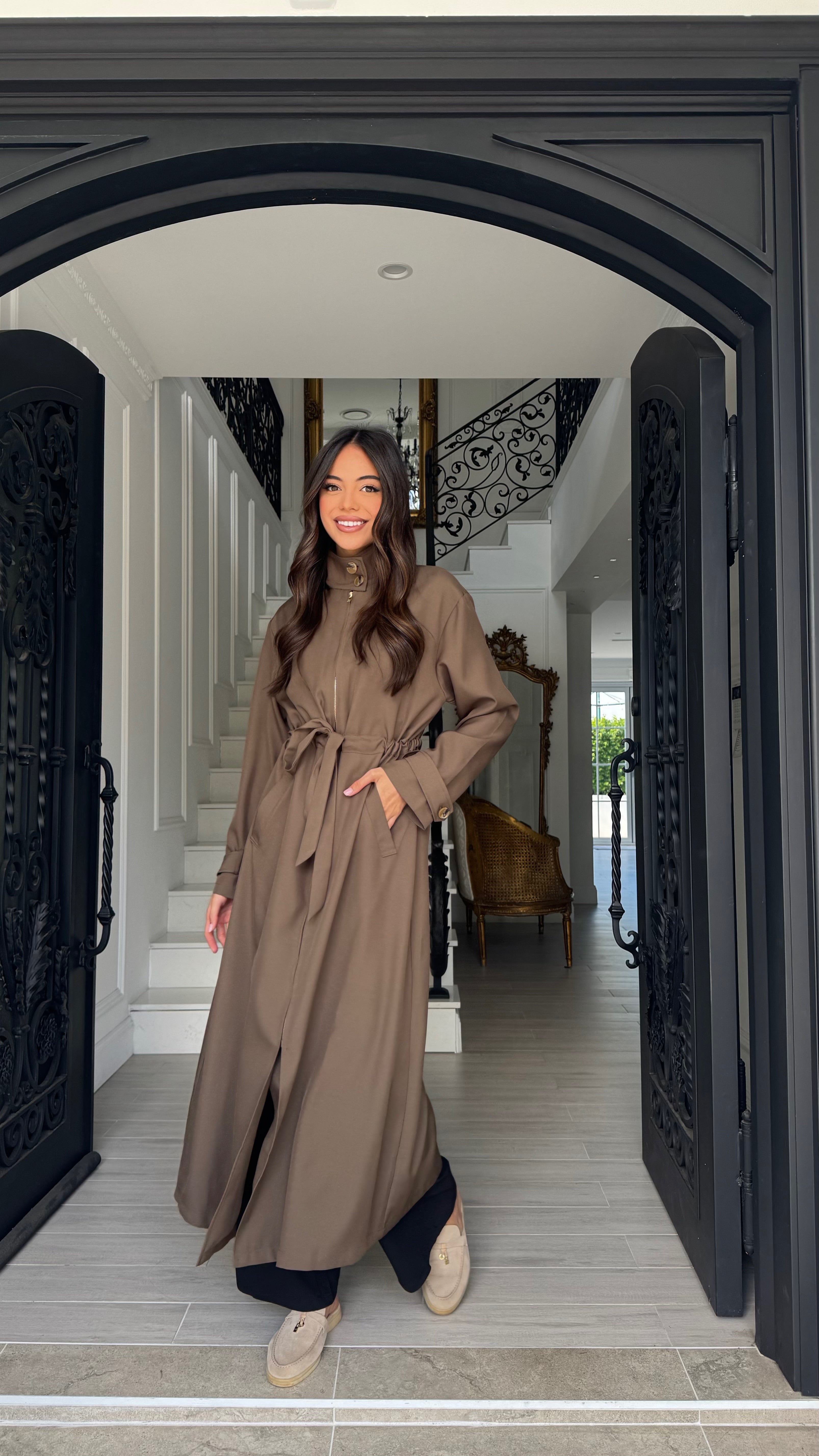 Funnel neck sports trench