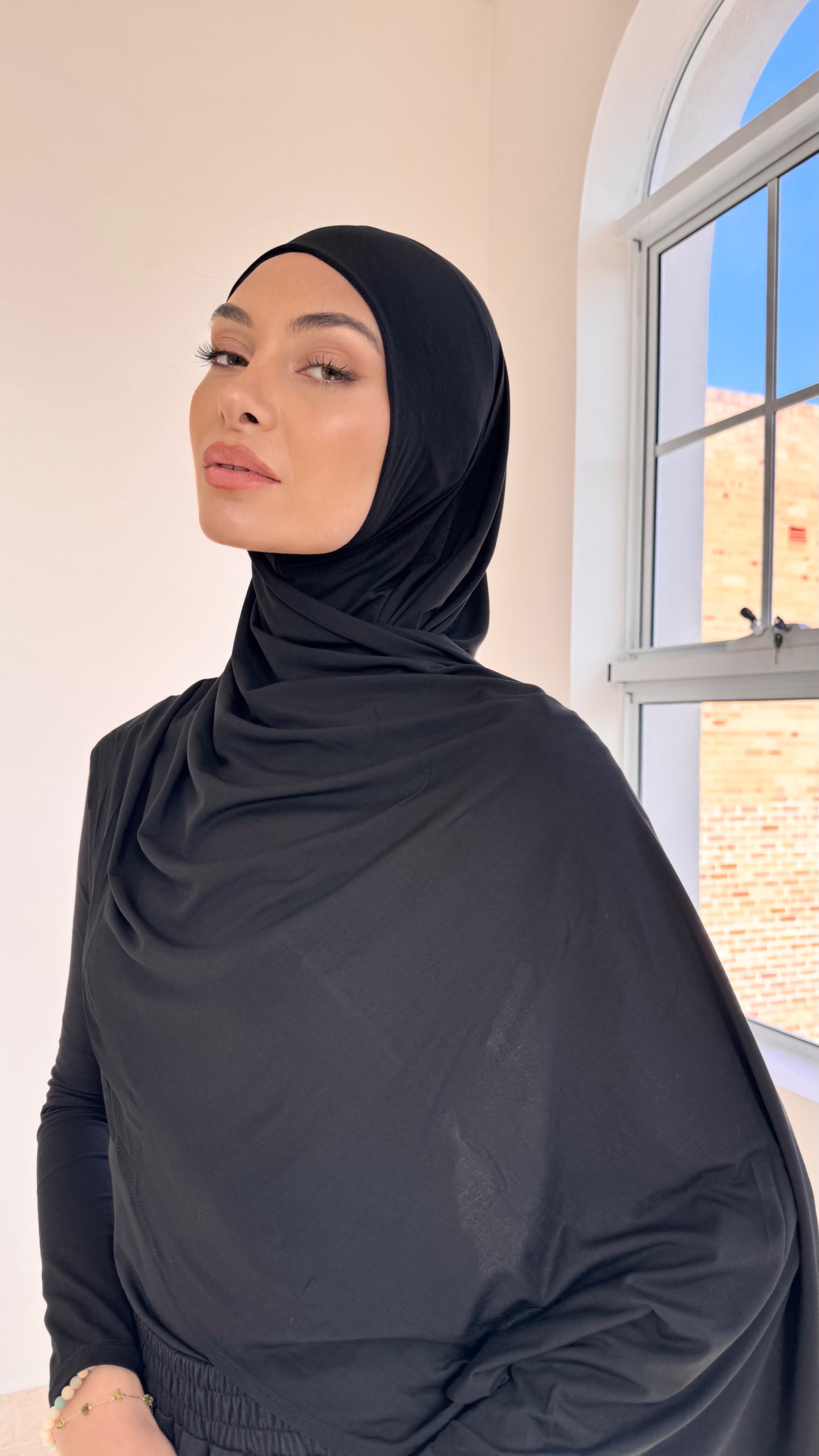 Black instant hijab