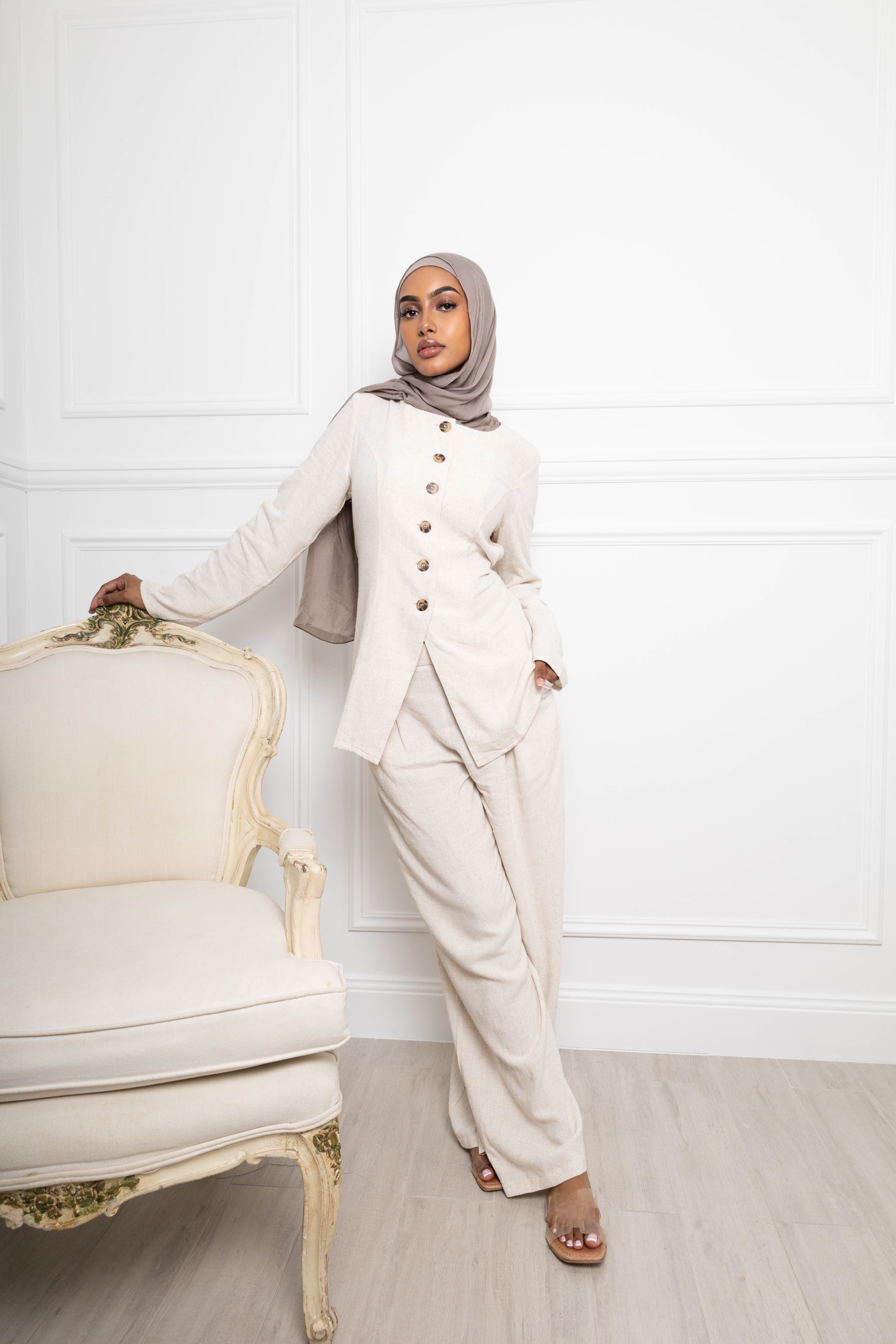 Linen Casual button set