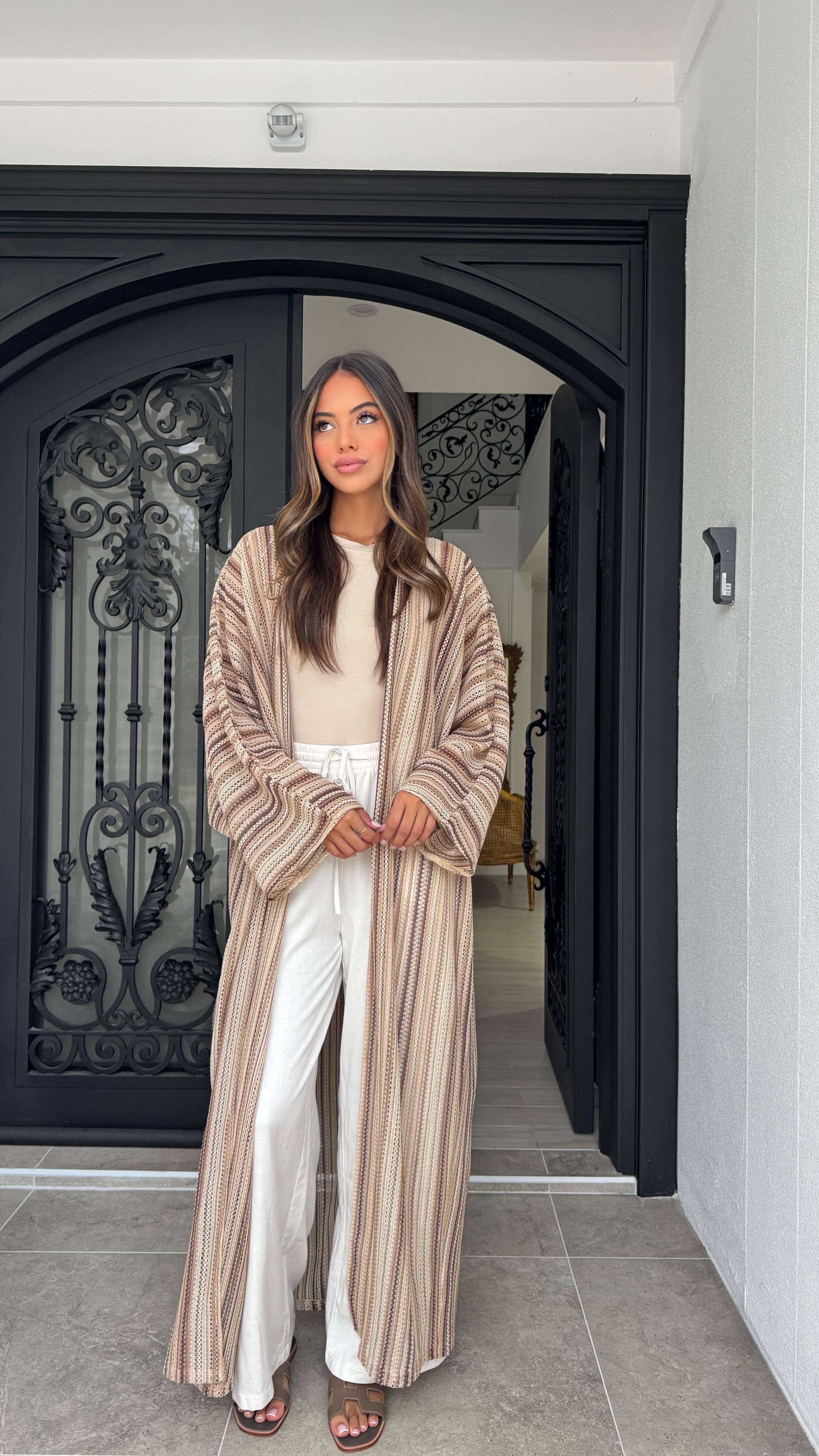 Printed crochet kimono