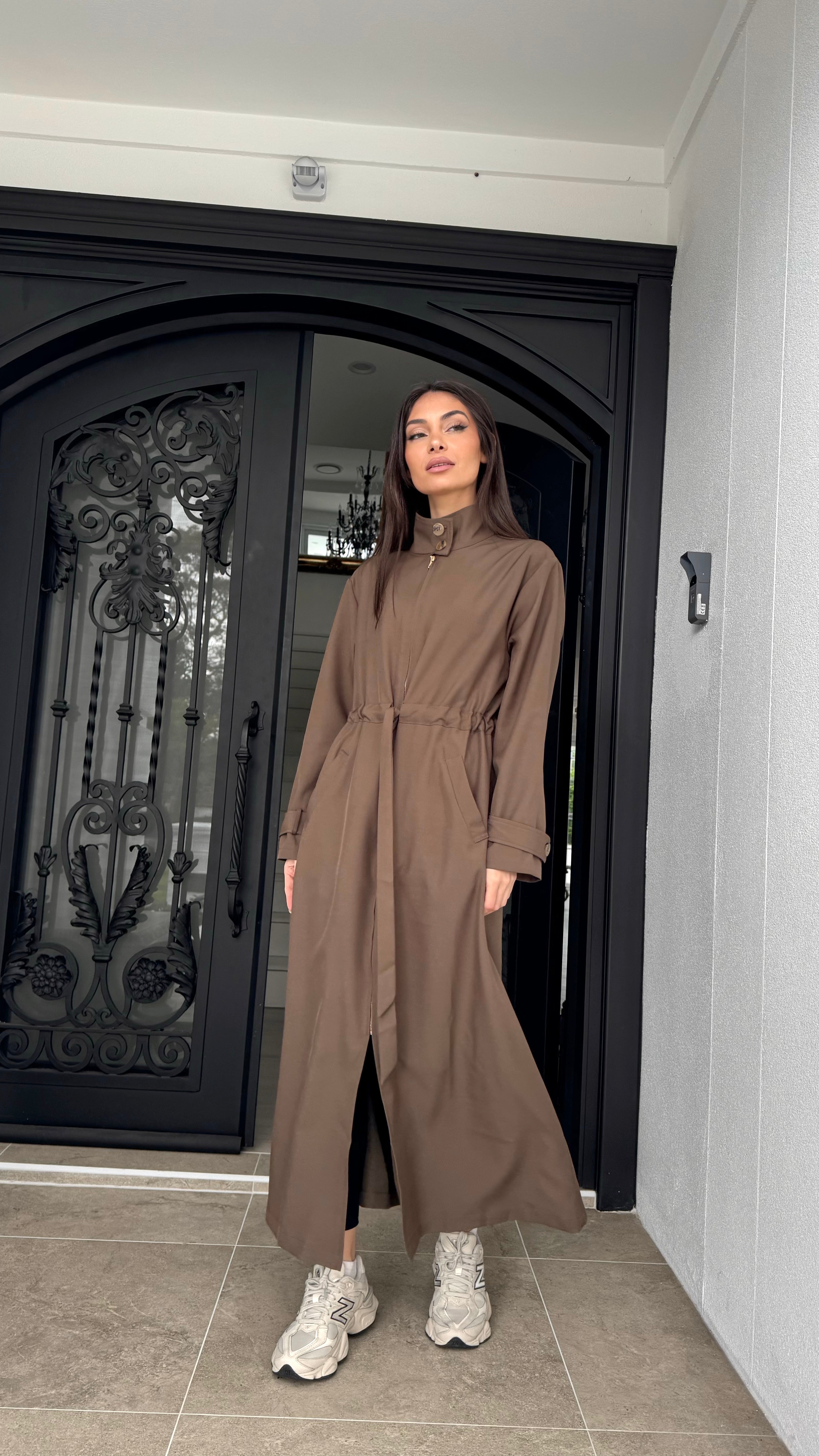 Funnel neck sports trench