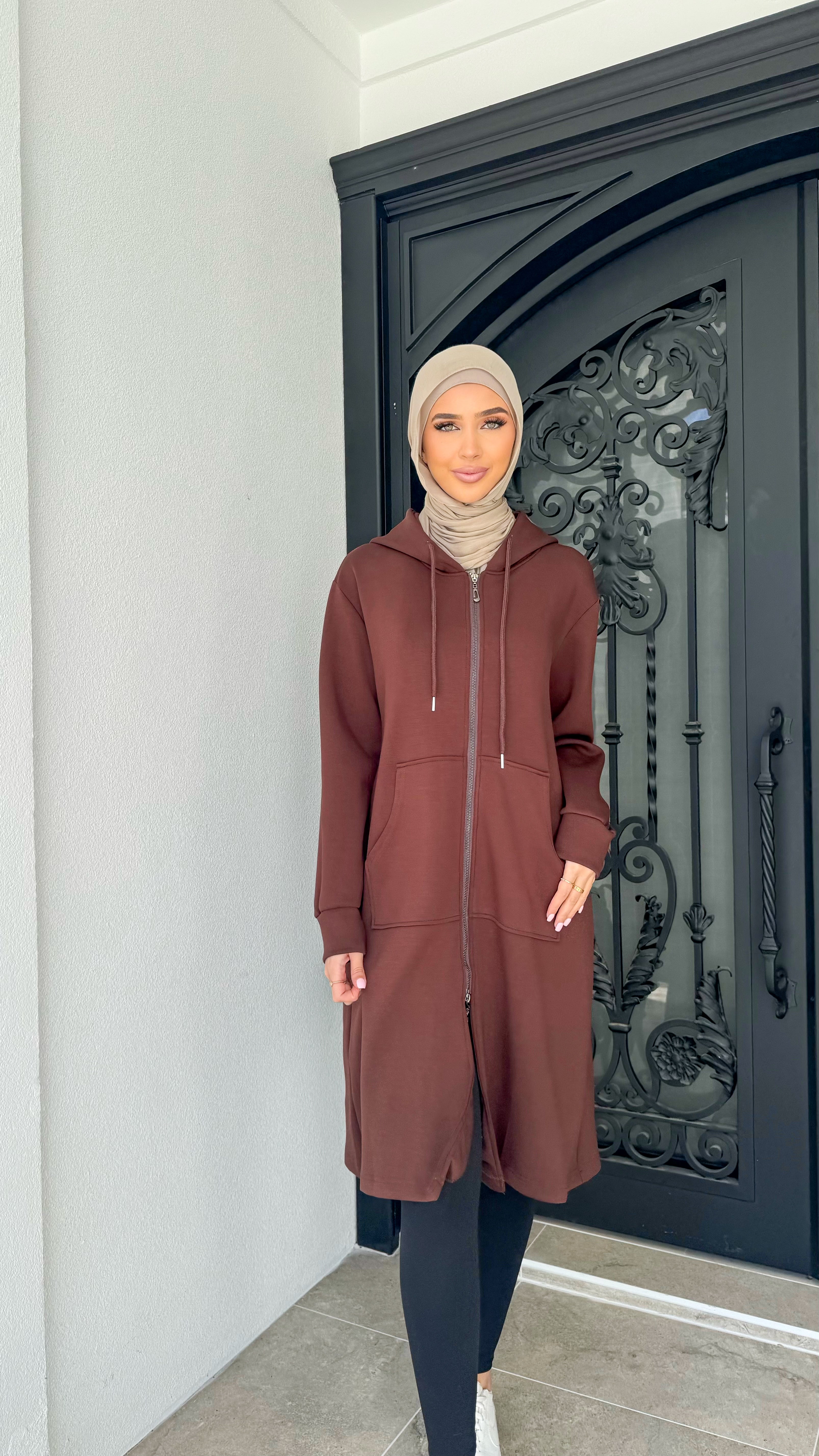 Zip longline hoody