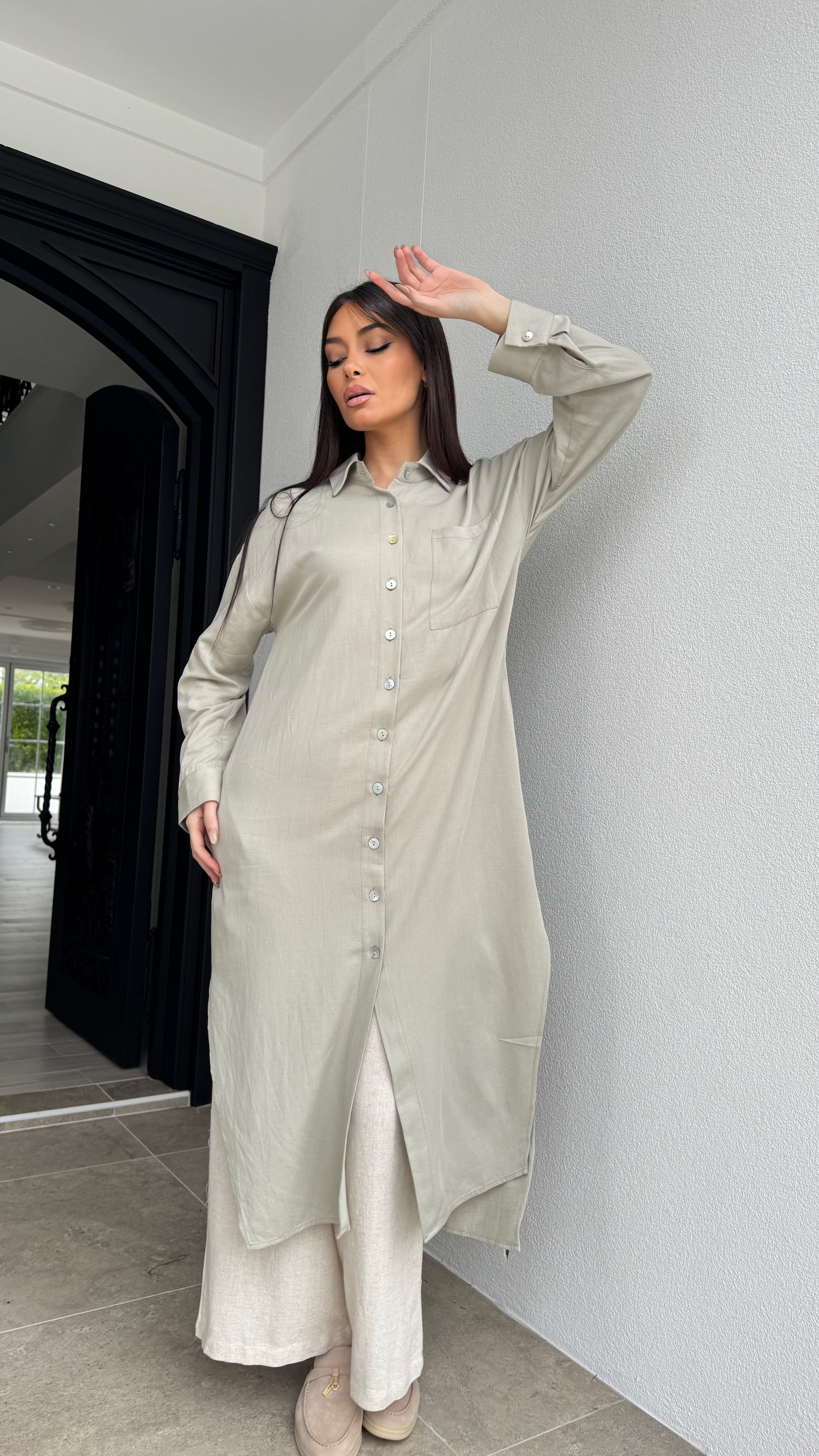Linen midi Shirt