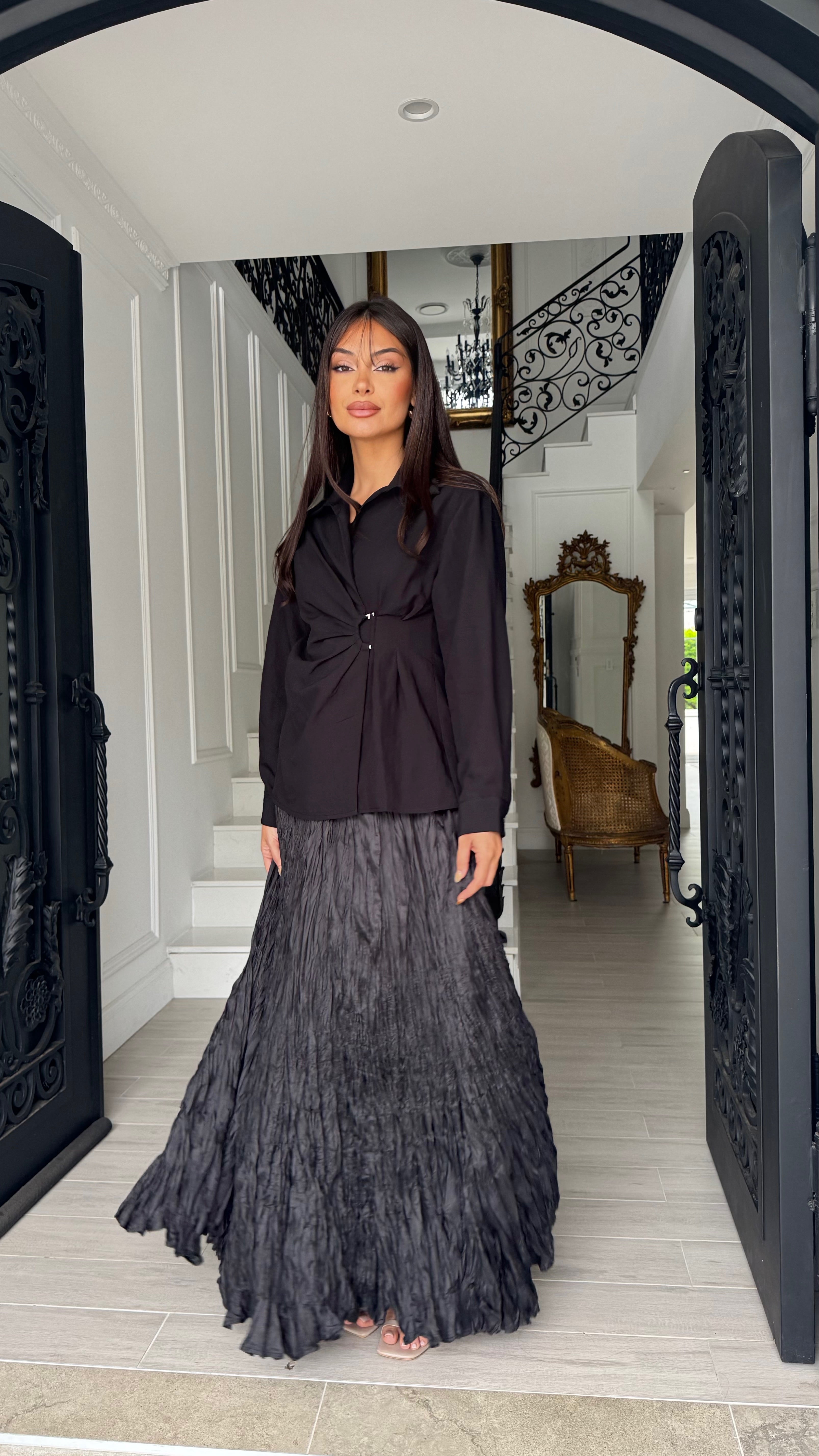 Alira Crinkle Satin Skirt