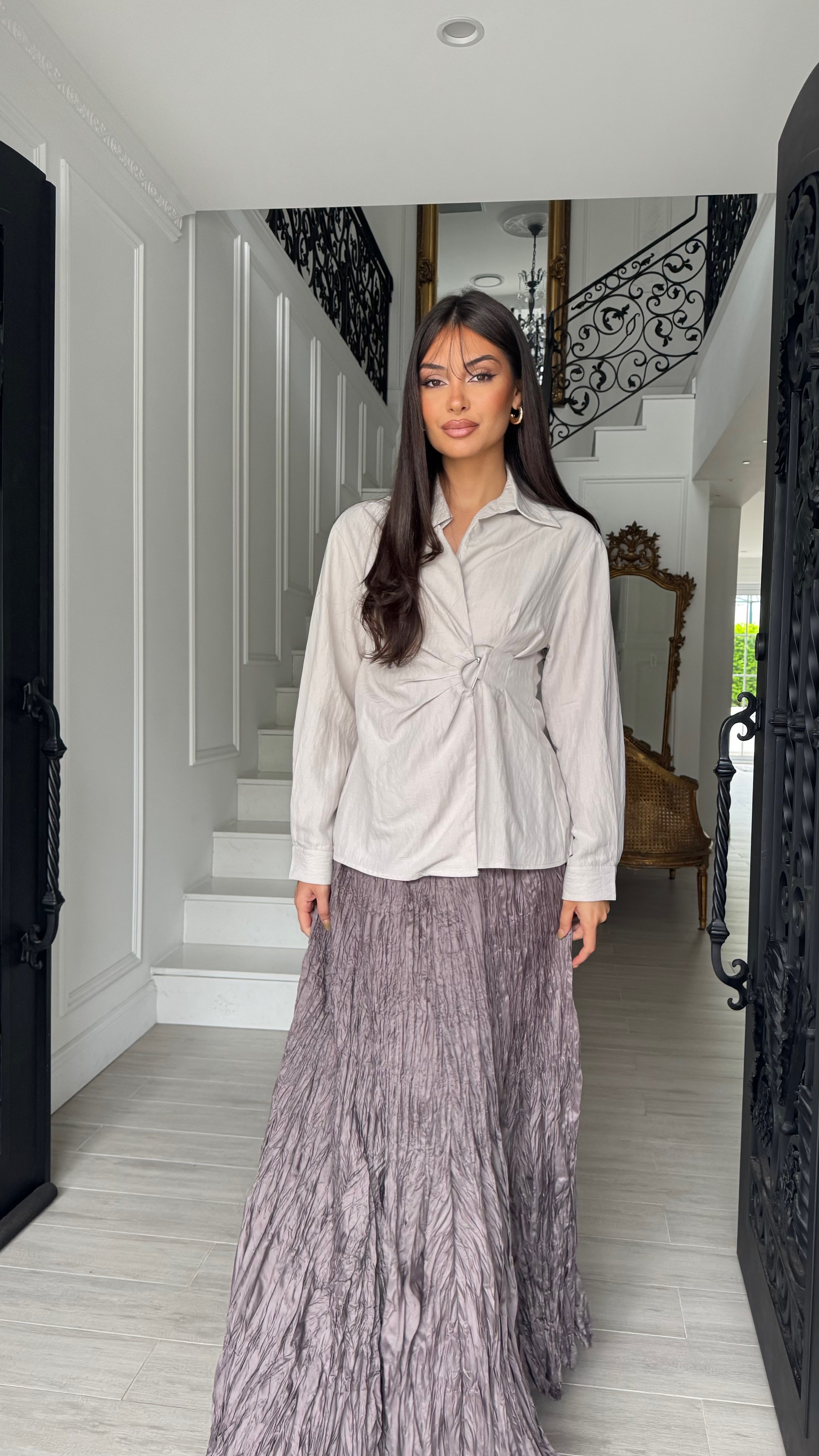 Alira Crinkle Satin Skirt