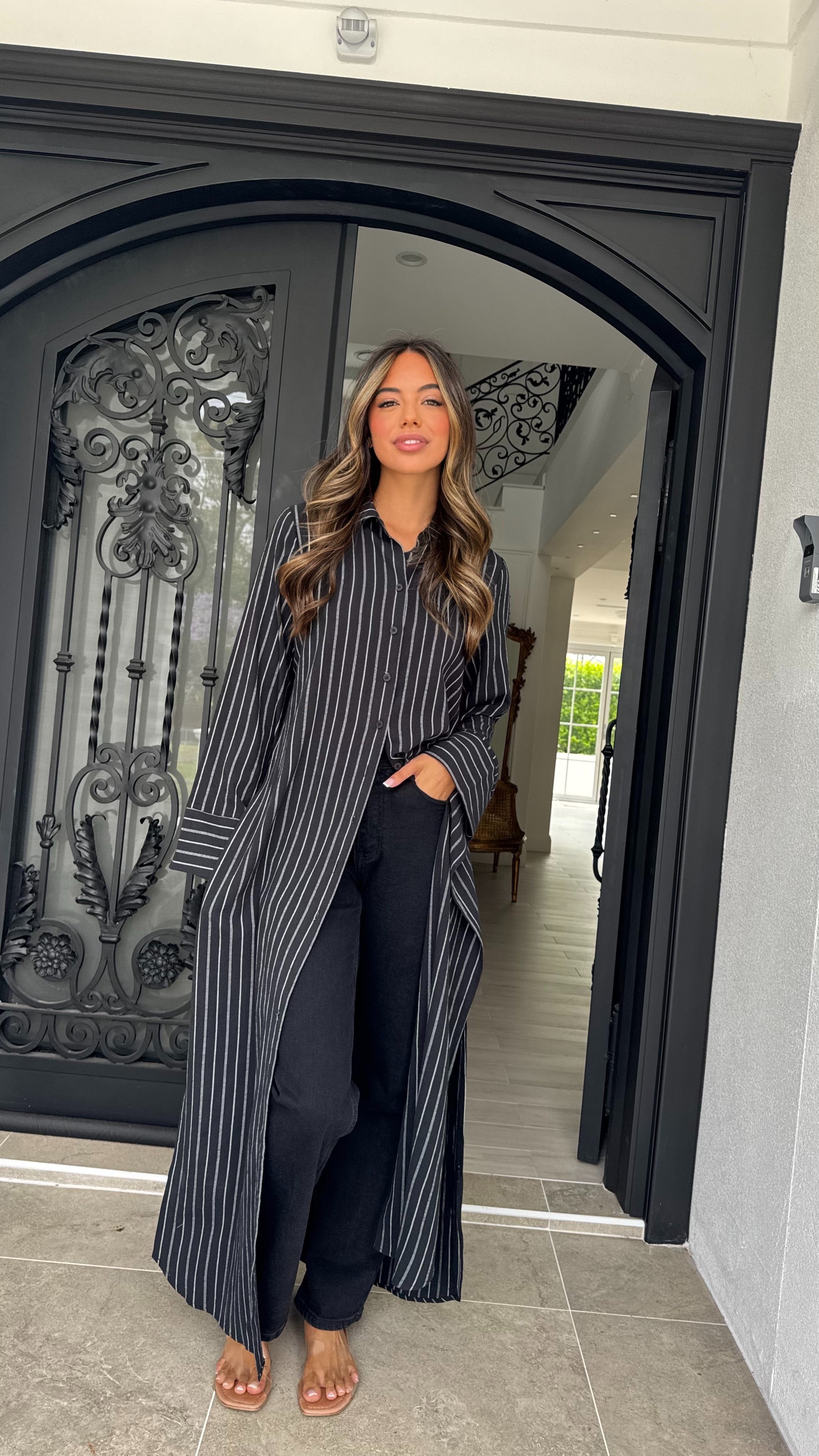 Mira Stripe split maxi