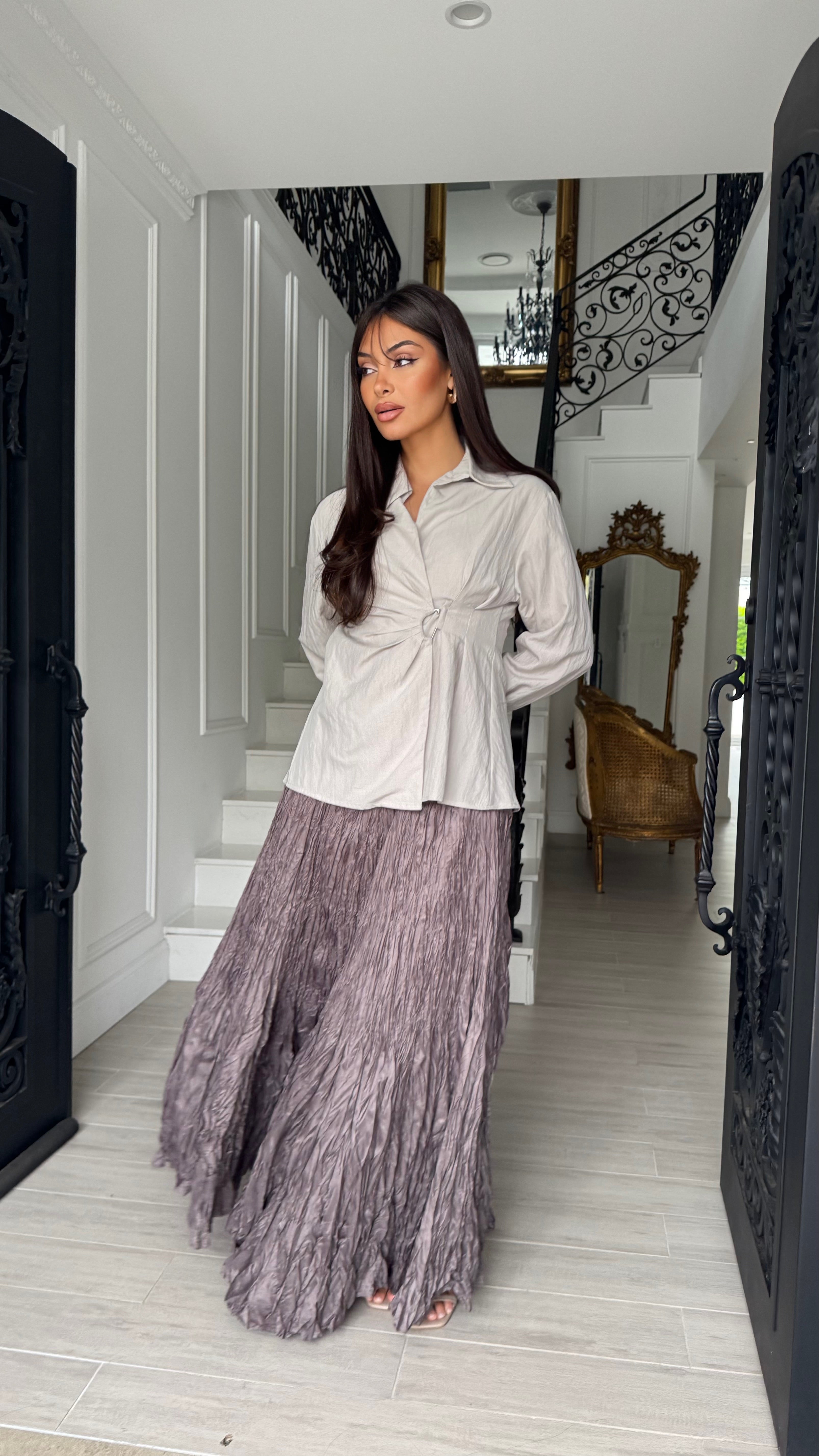 Alira Crinkle Satin Skirt