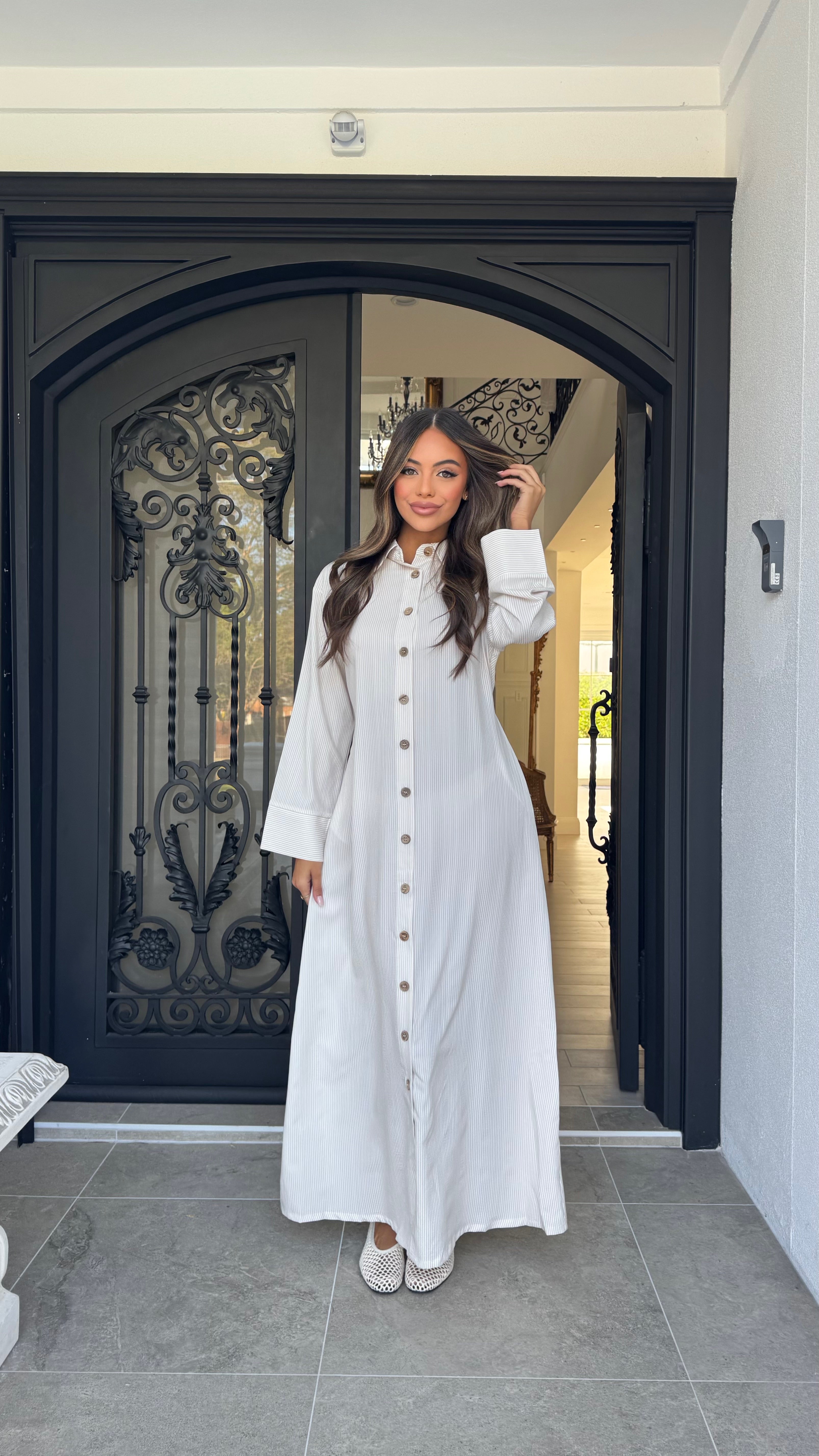 Wide sleeve stripe maxi