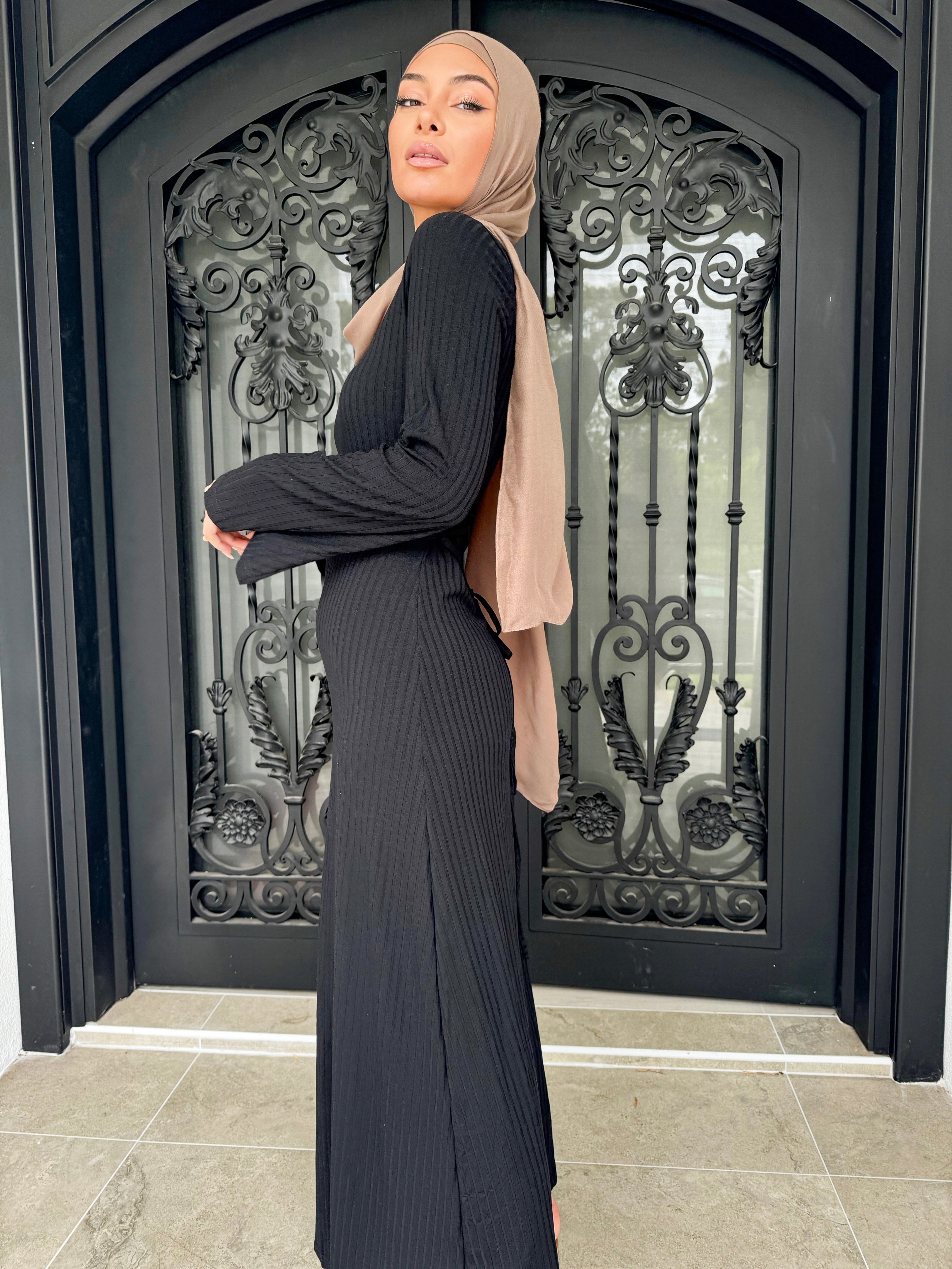 Ribbed tie dress