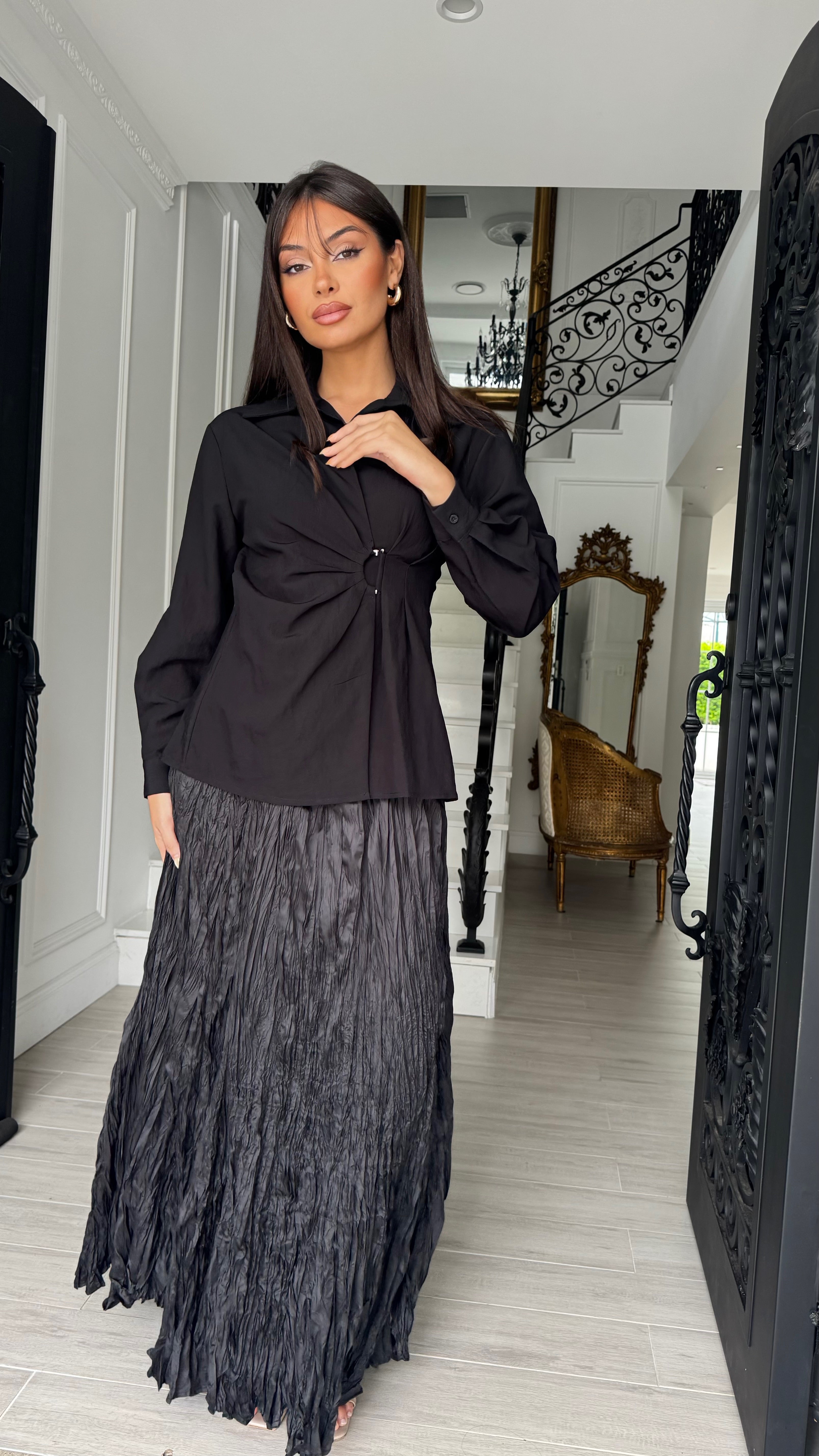 Alira Crinkle Satin Skirt