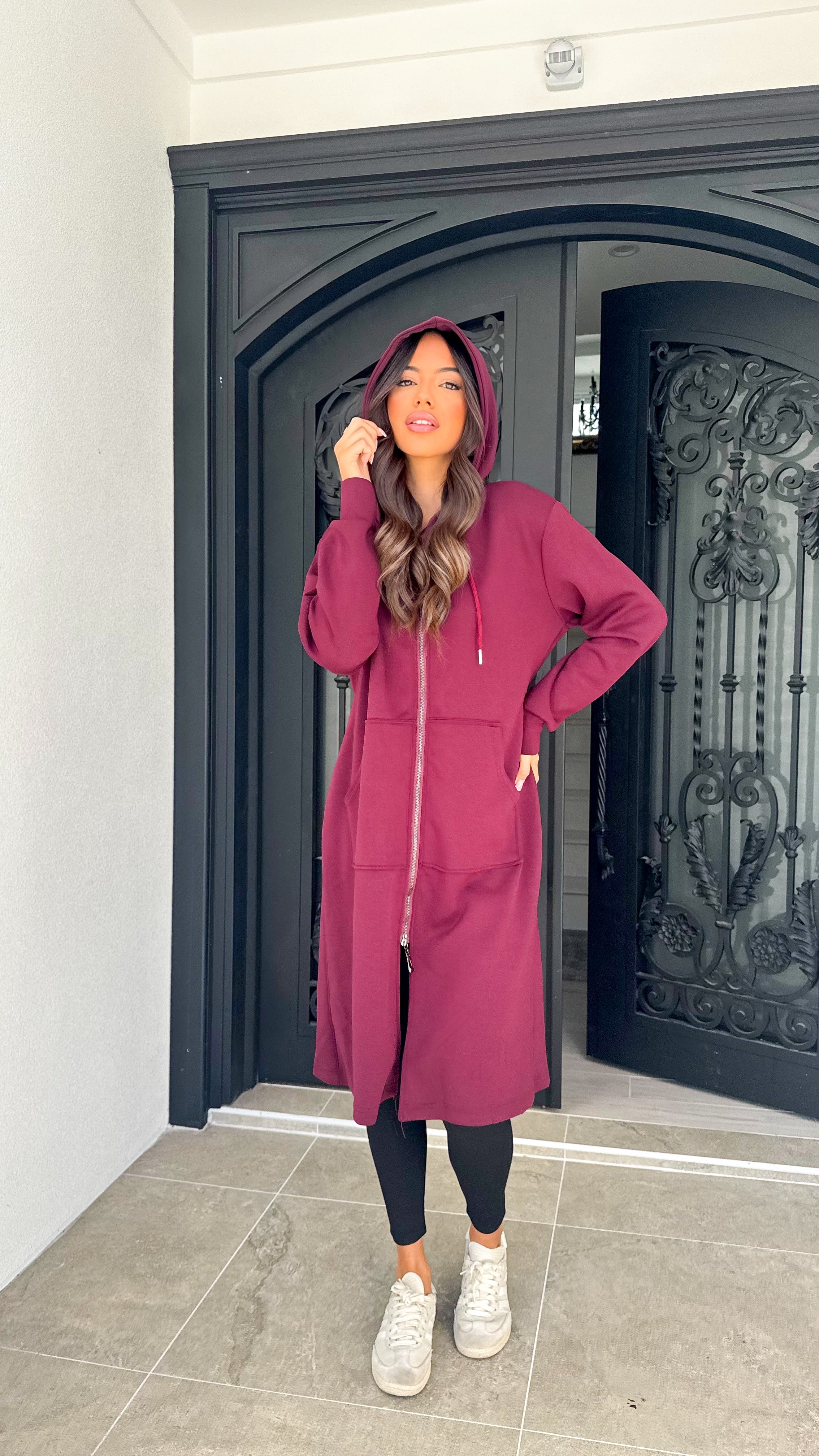 Zip longline hoody