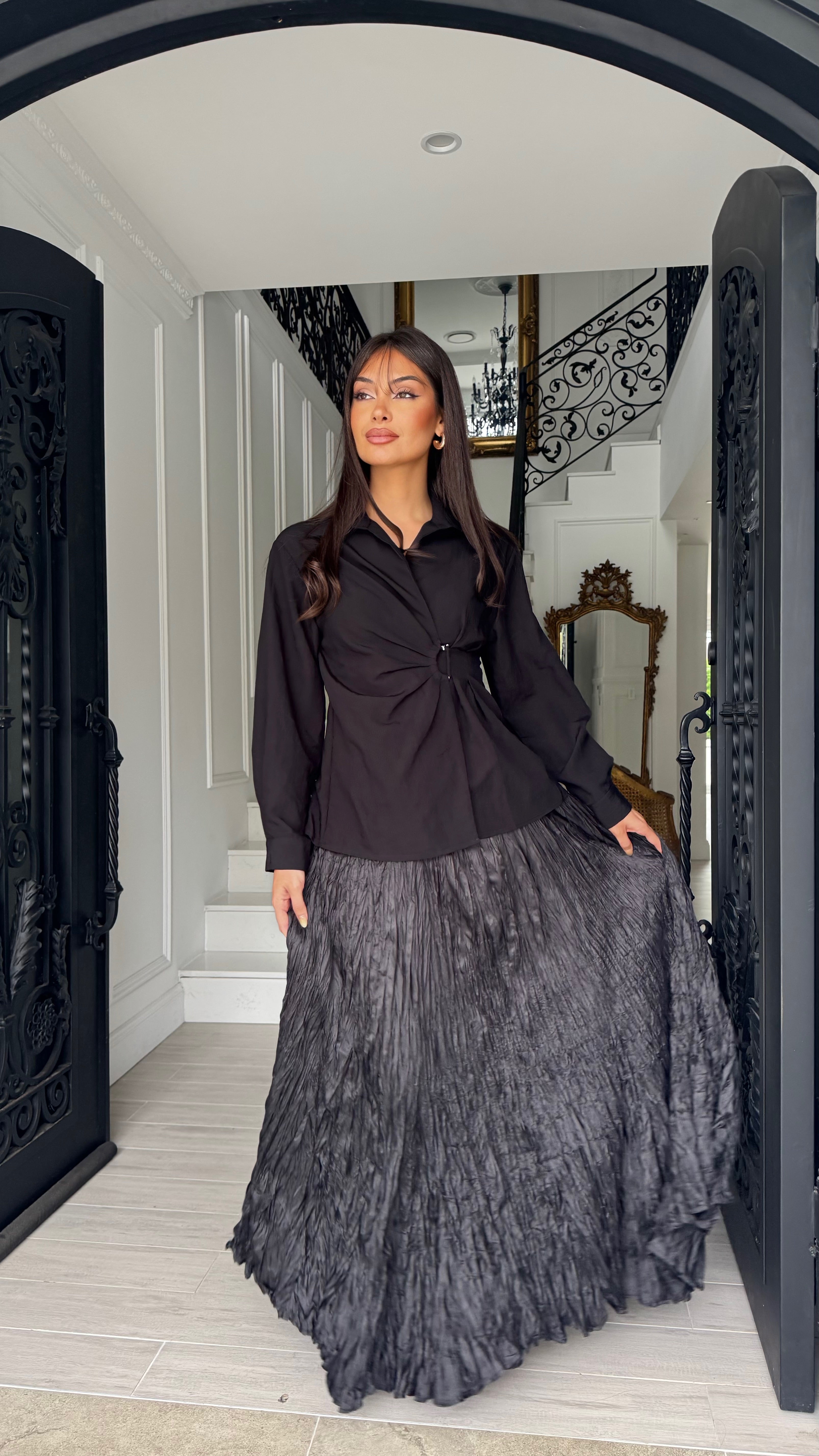 Alira Crinkle Satin Skirt