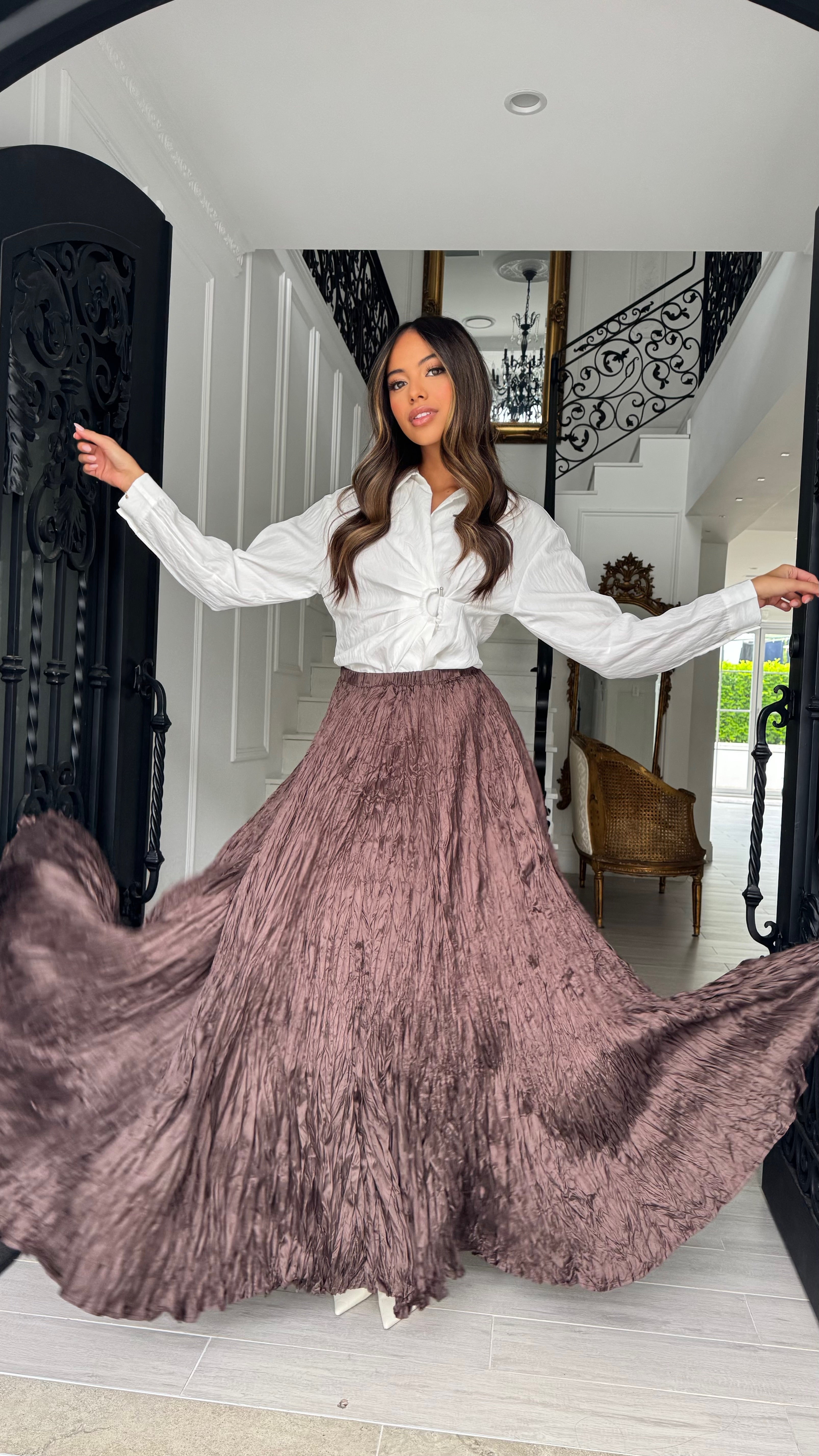 Alira Crinkle Satin Skirt