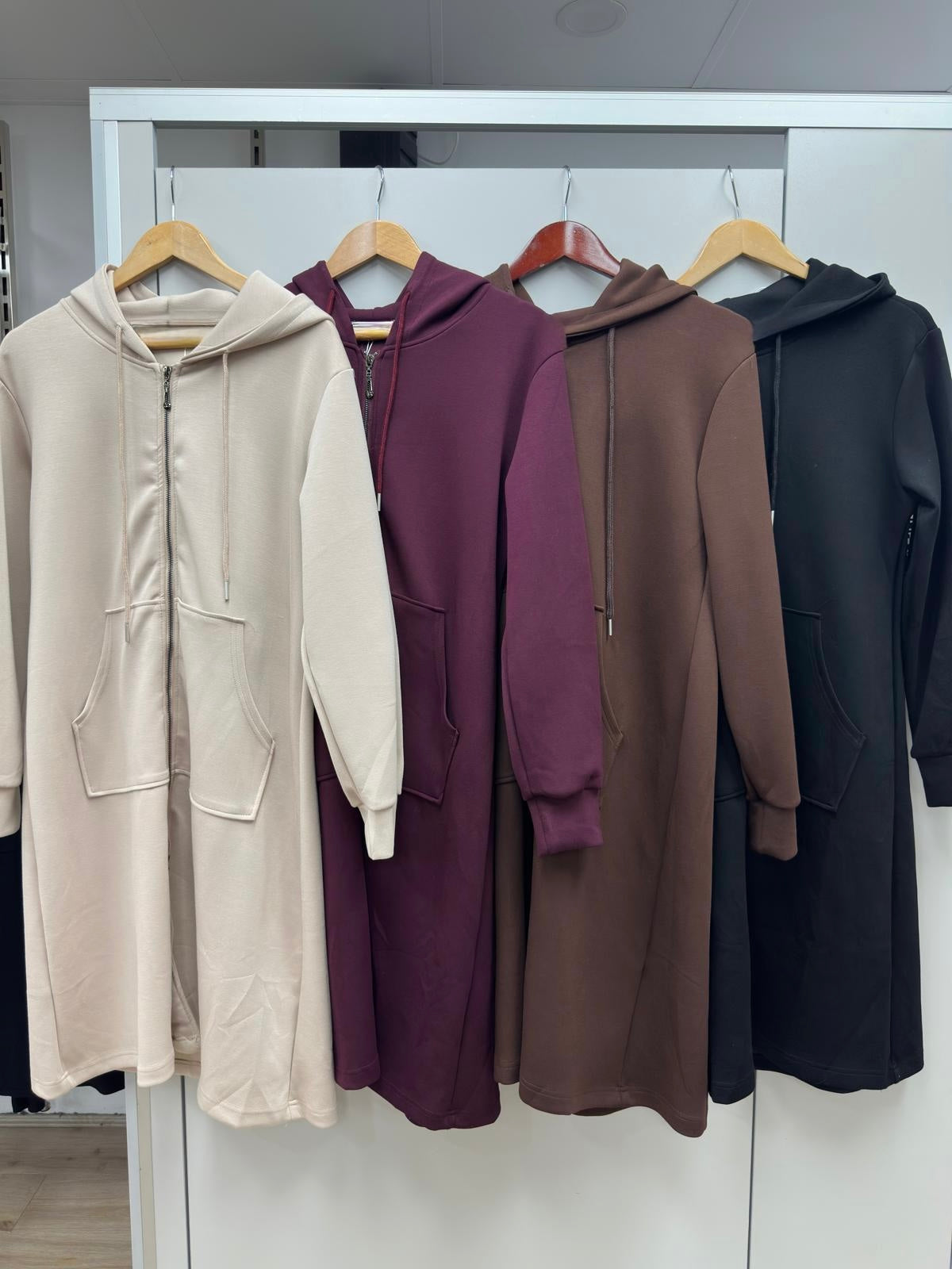 Zip longline hoody