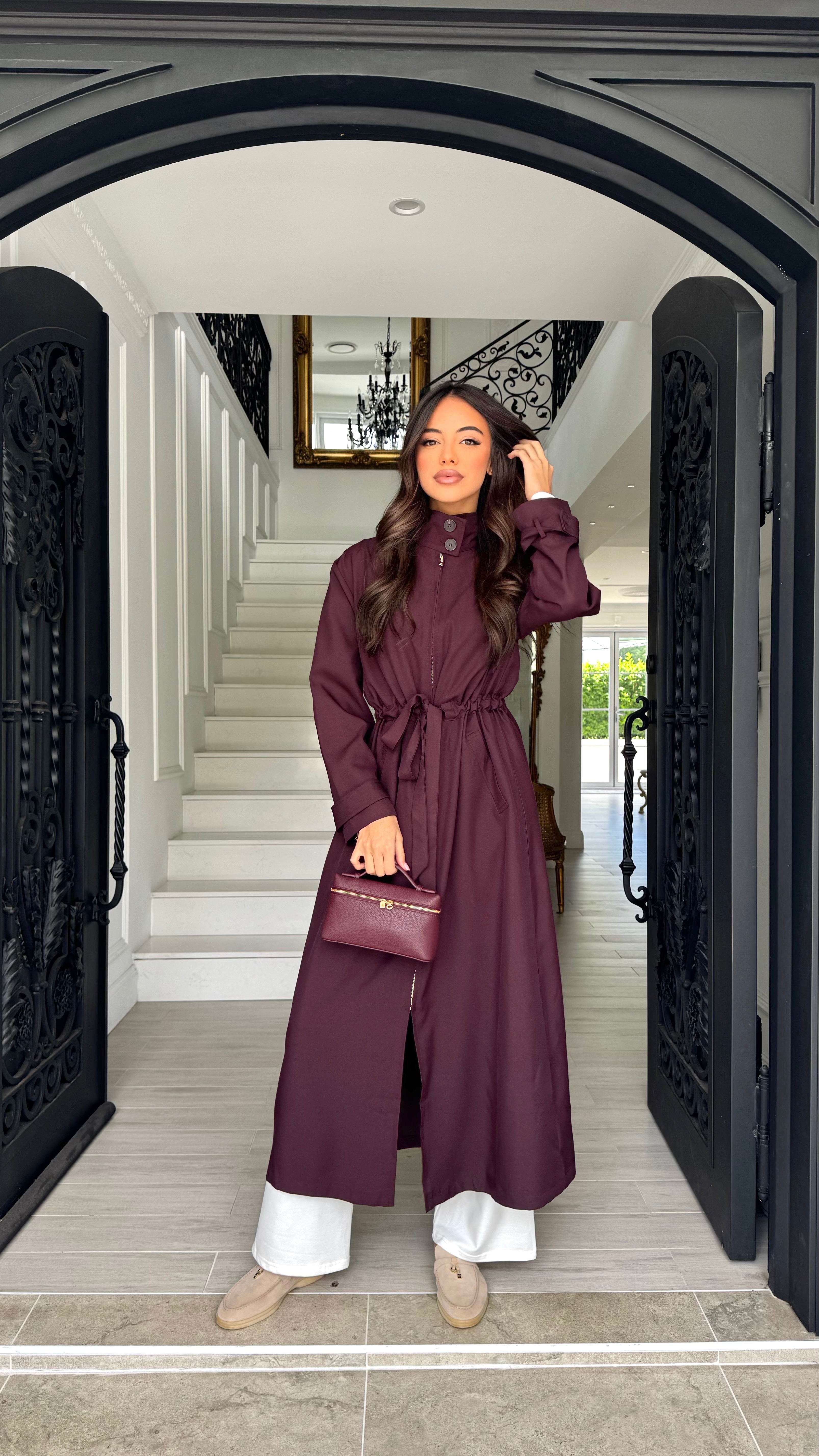 Funnel neck sports trench