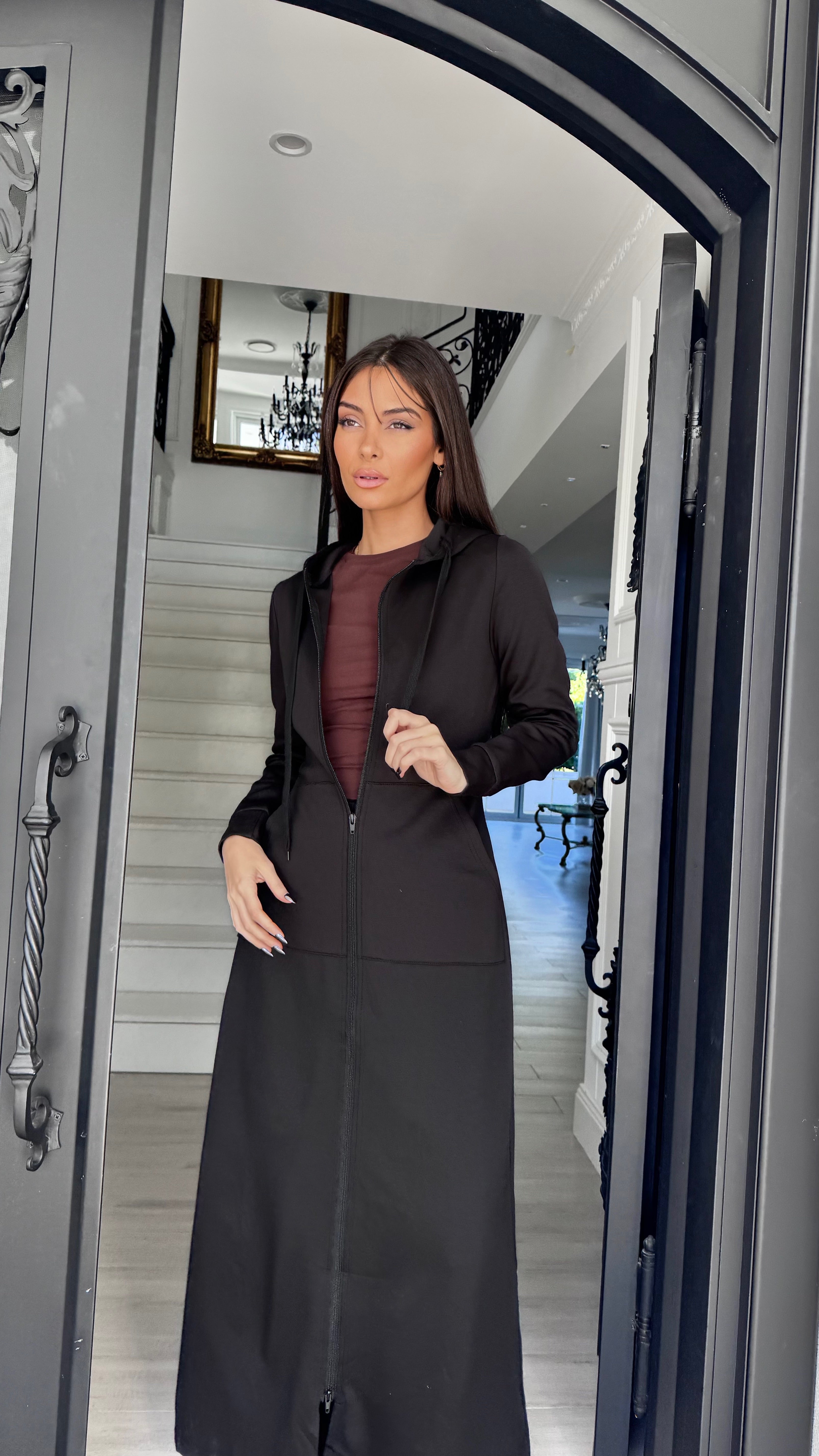 Hooded maxi jacket