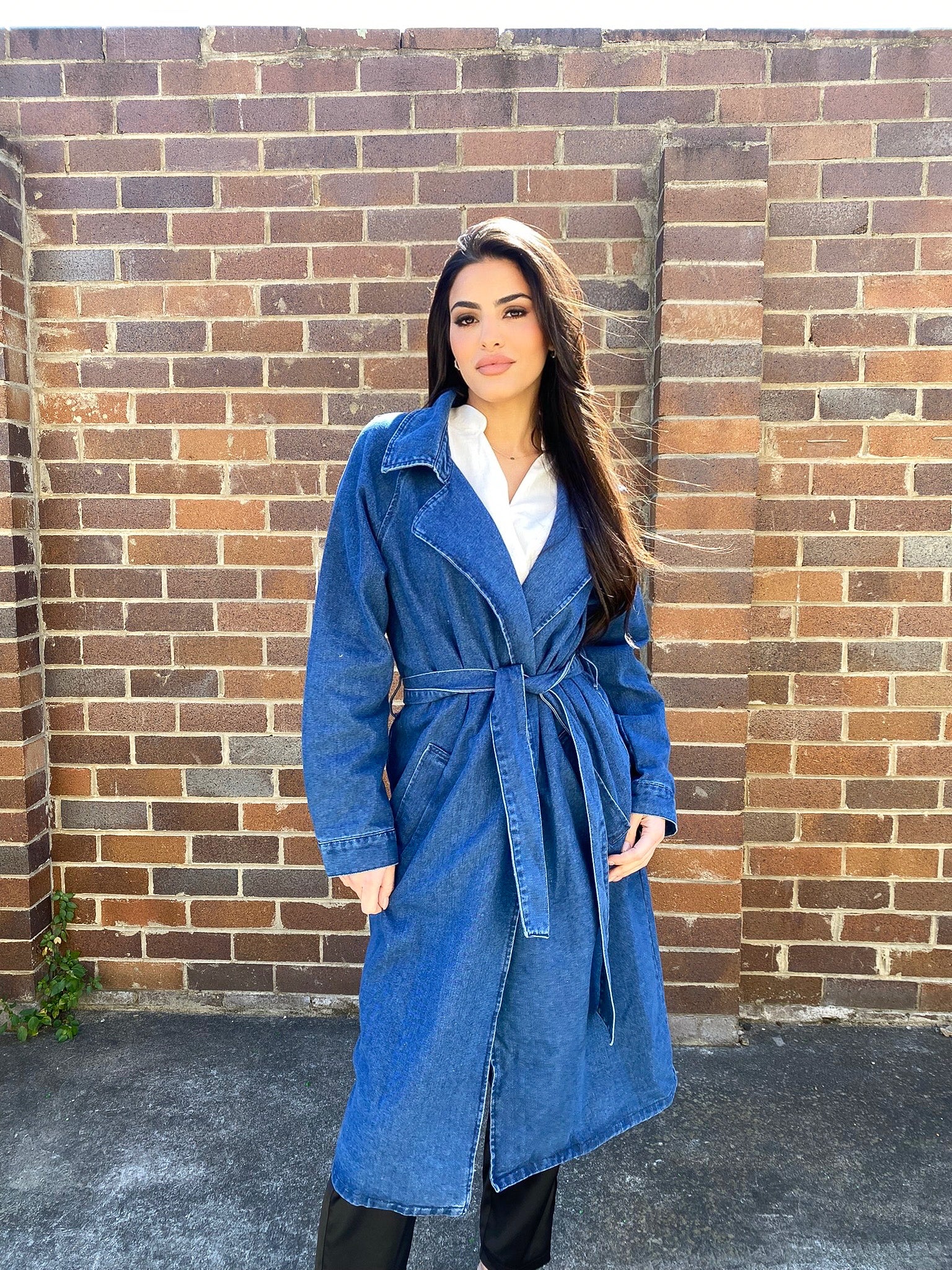 Denim trench