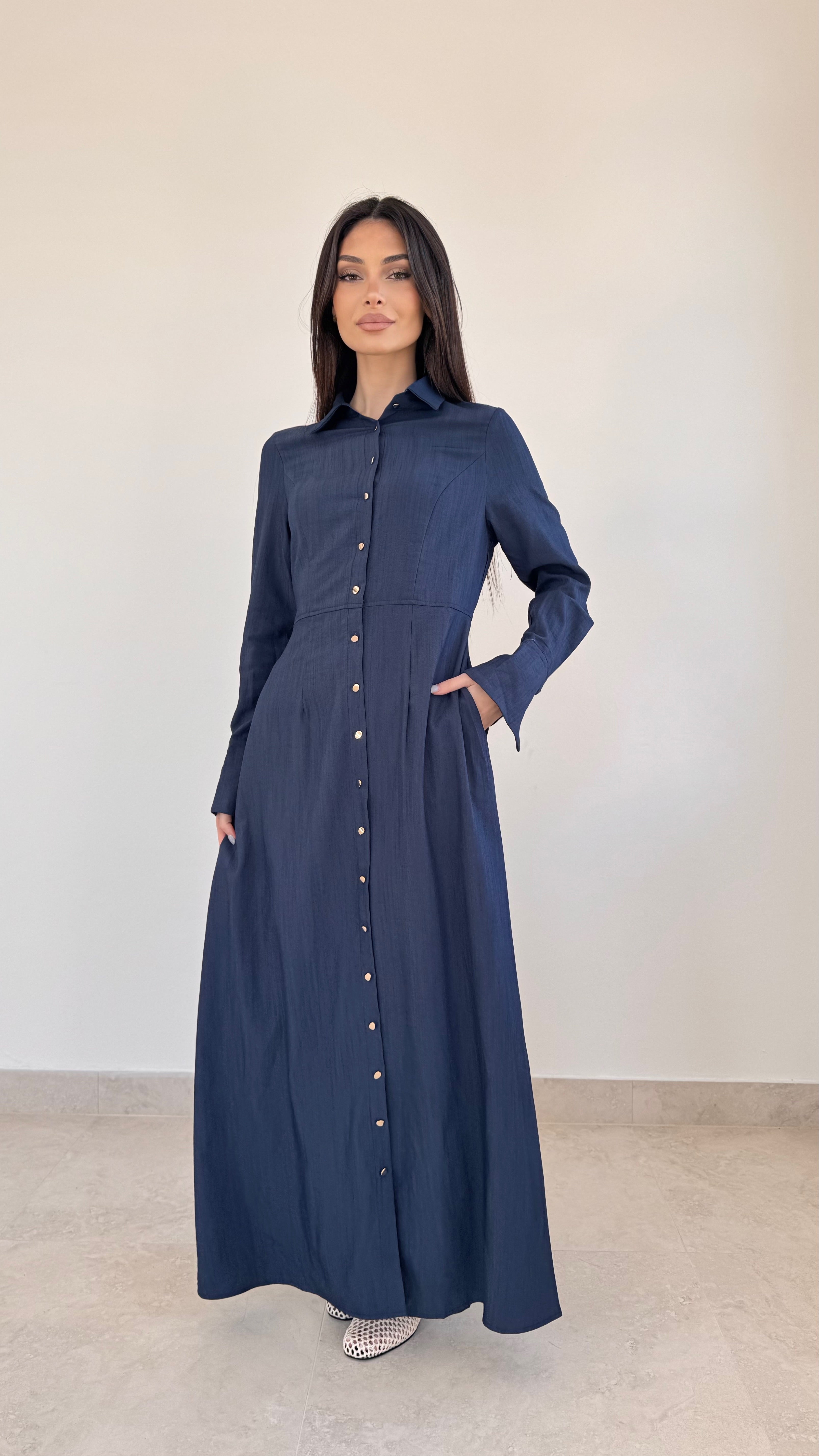 Gold button maxi