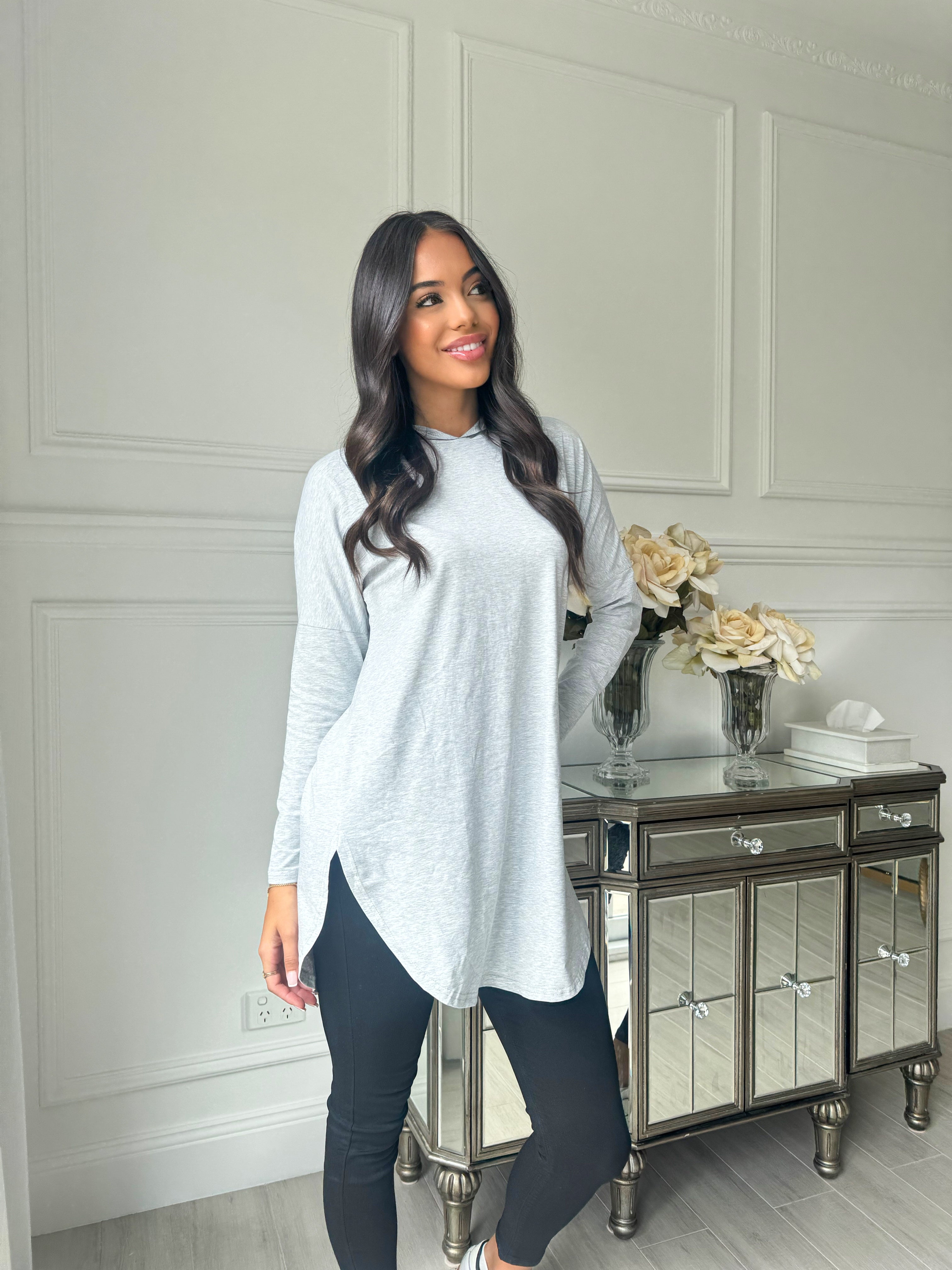 Hooded loop top