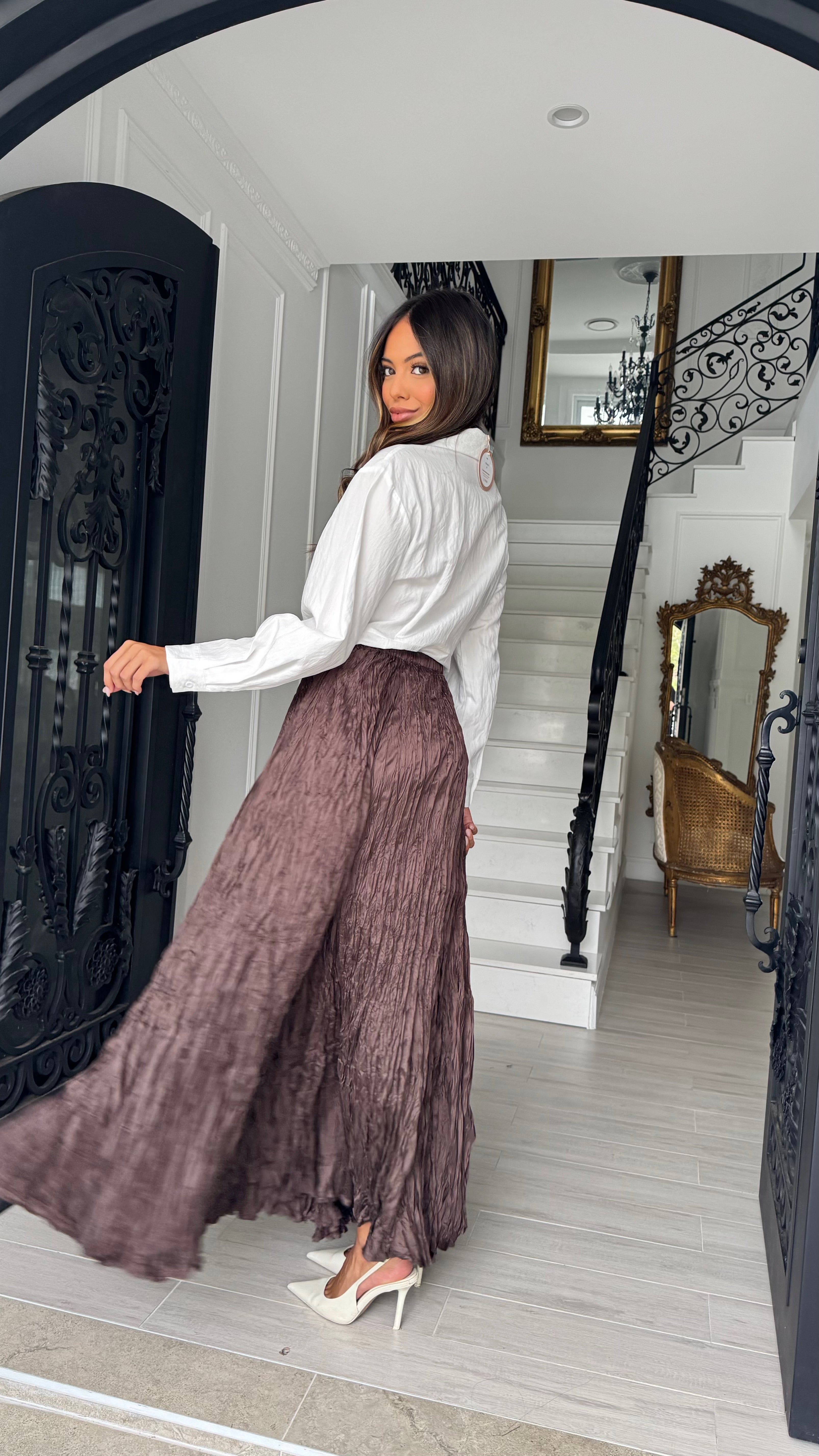 Alira Crinkle Satin Skirt