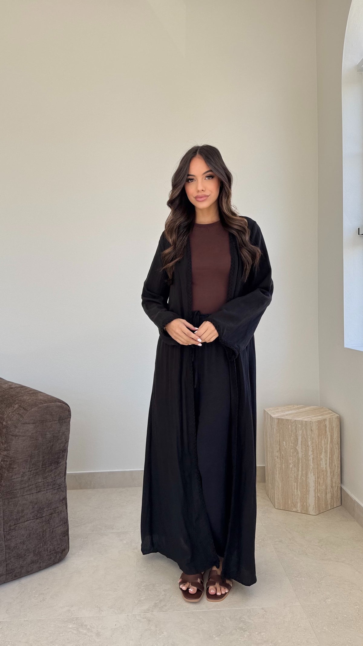 Braided trim kimono
