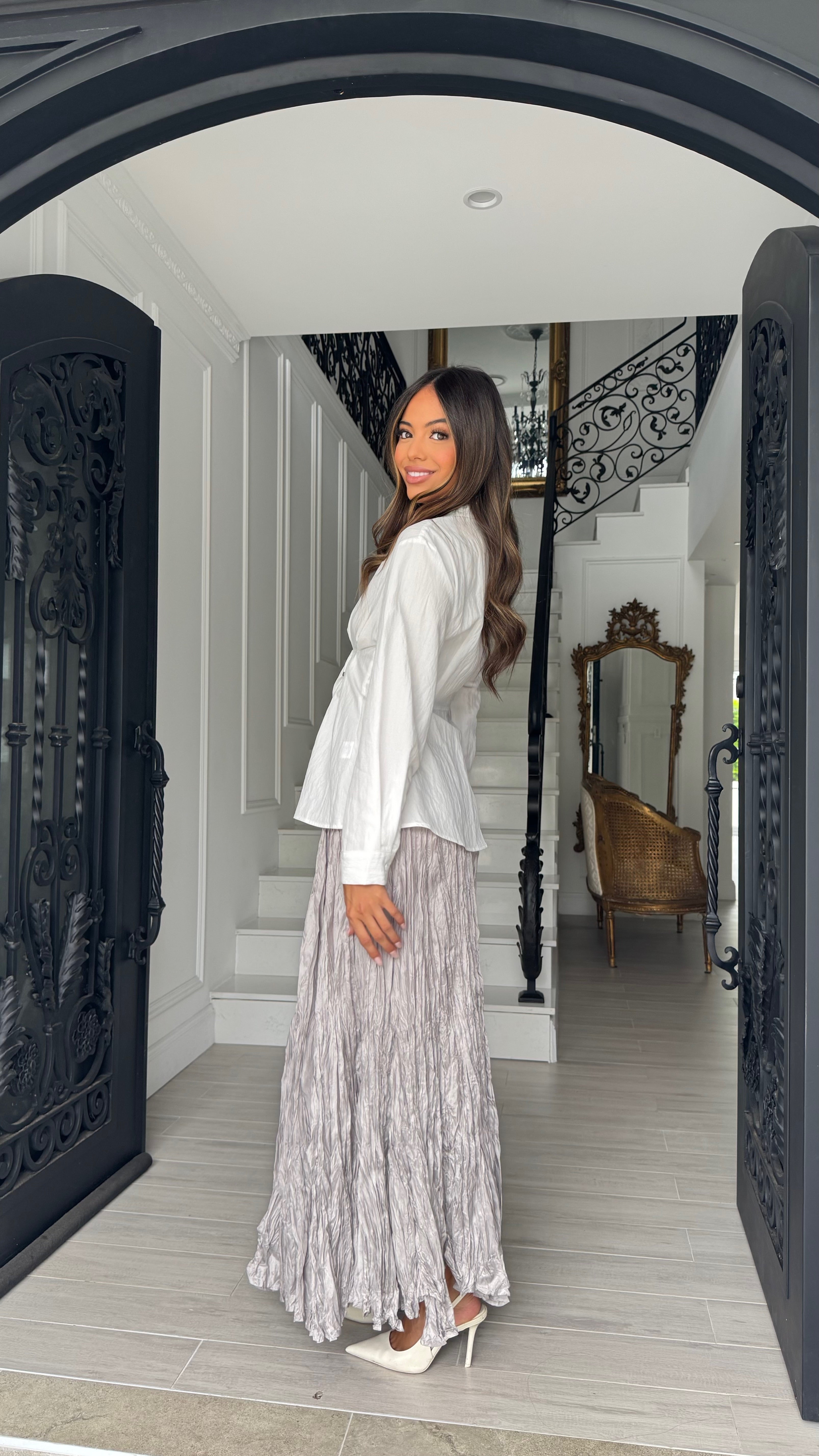 Alira Crinkle Satin Skirt