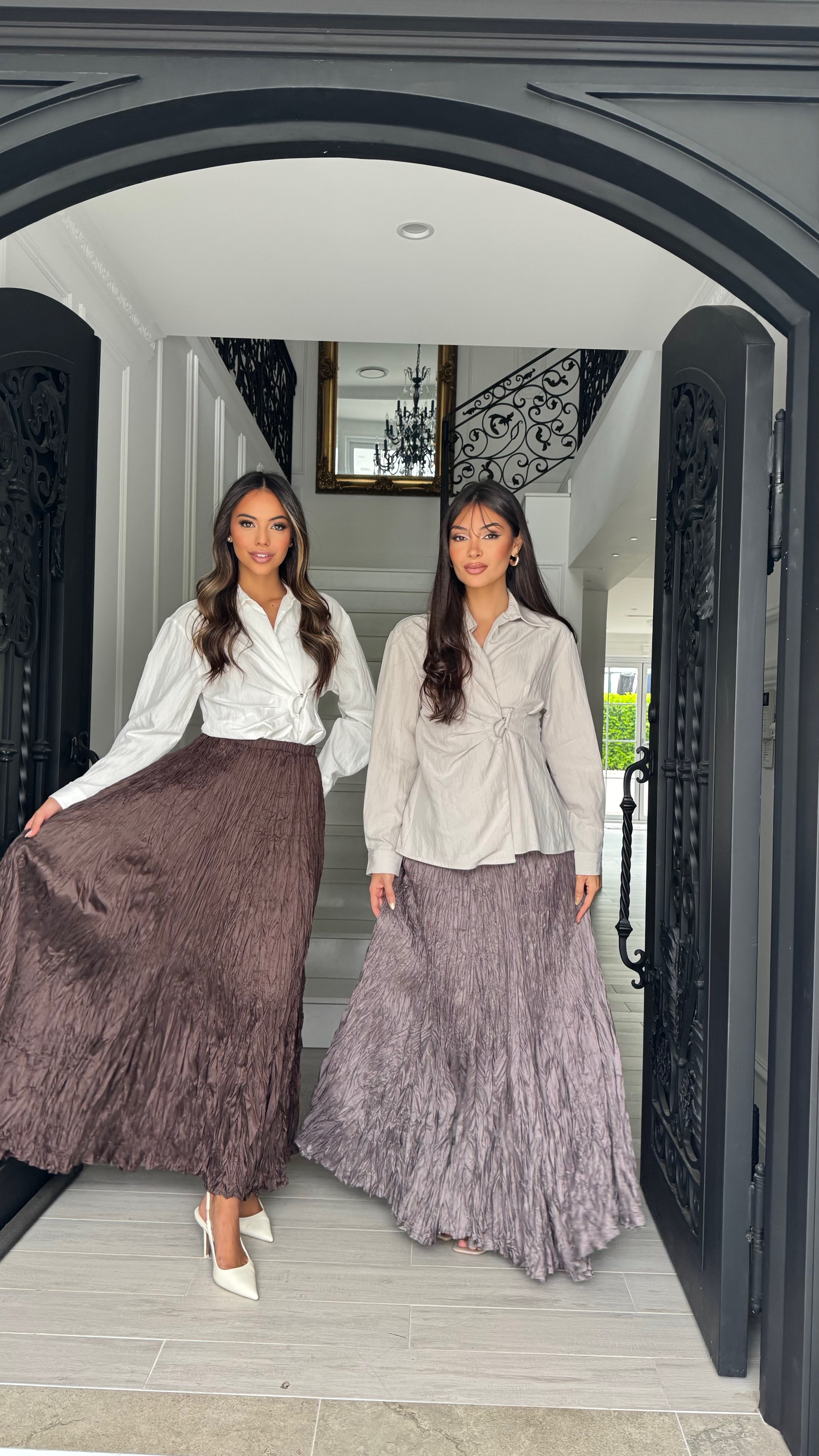 Alira Crinkle Satin Skirt