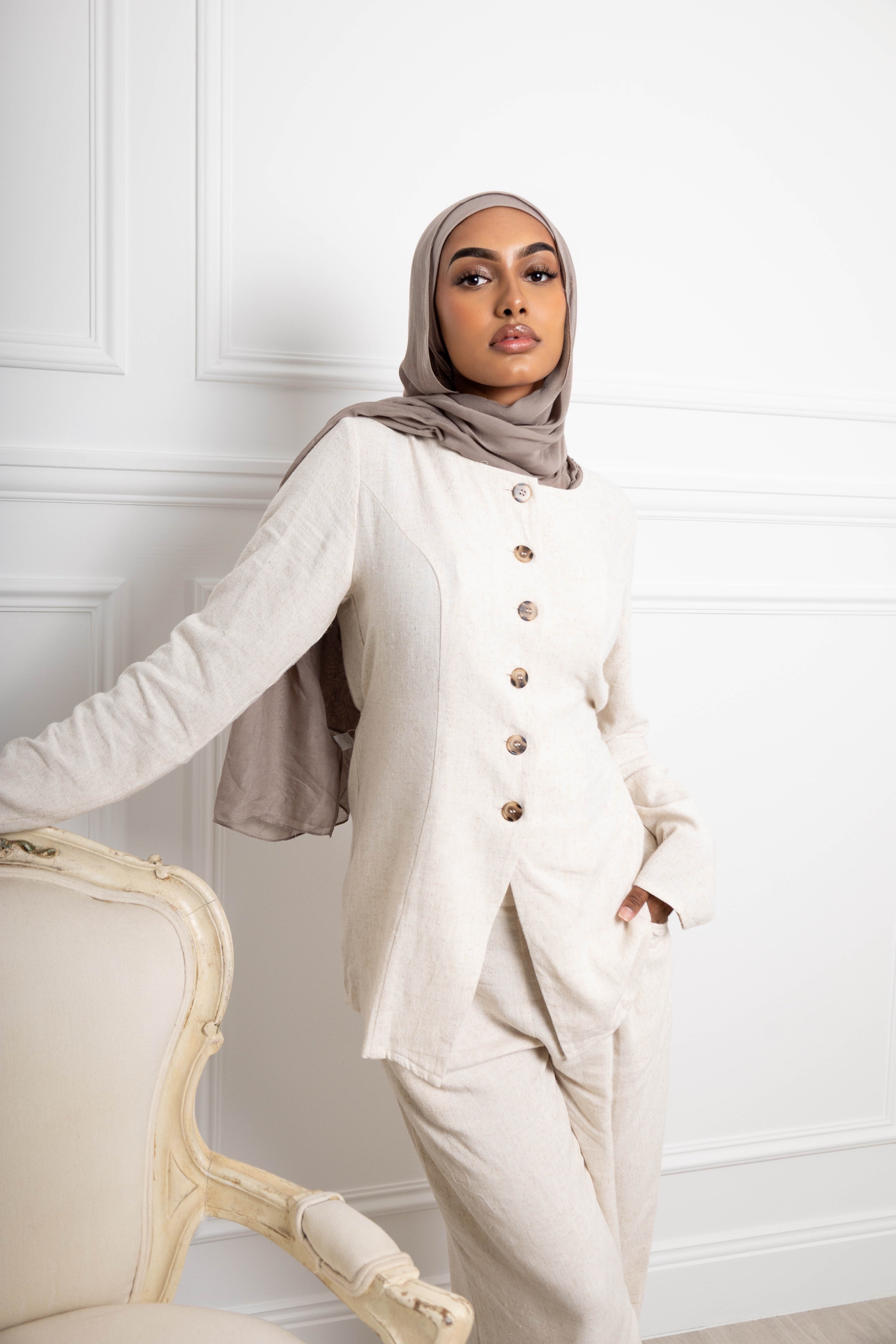 Linen Casual button set