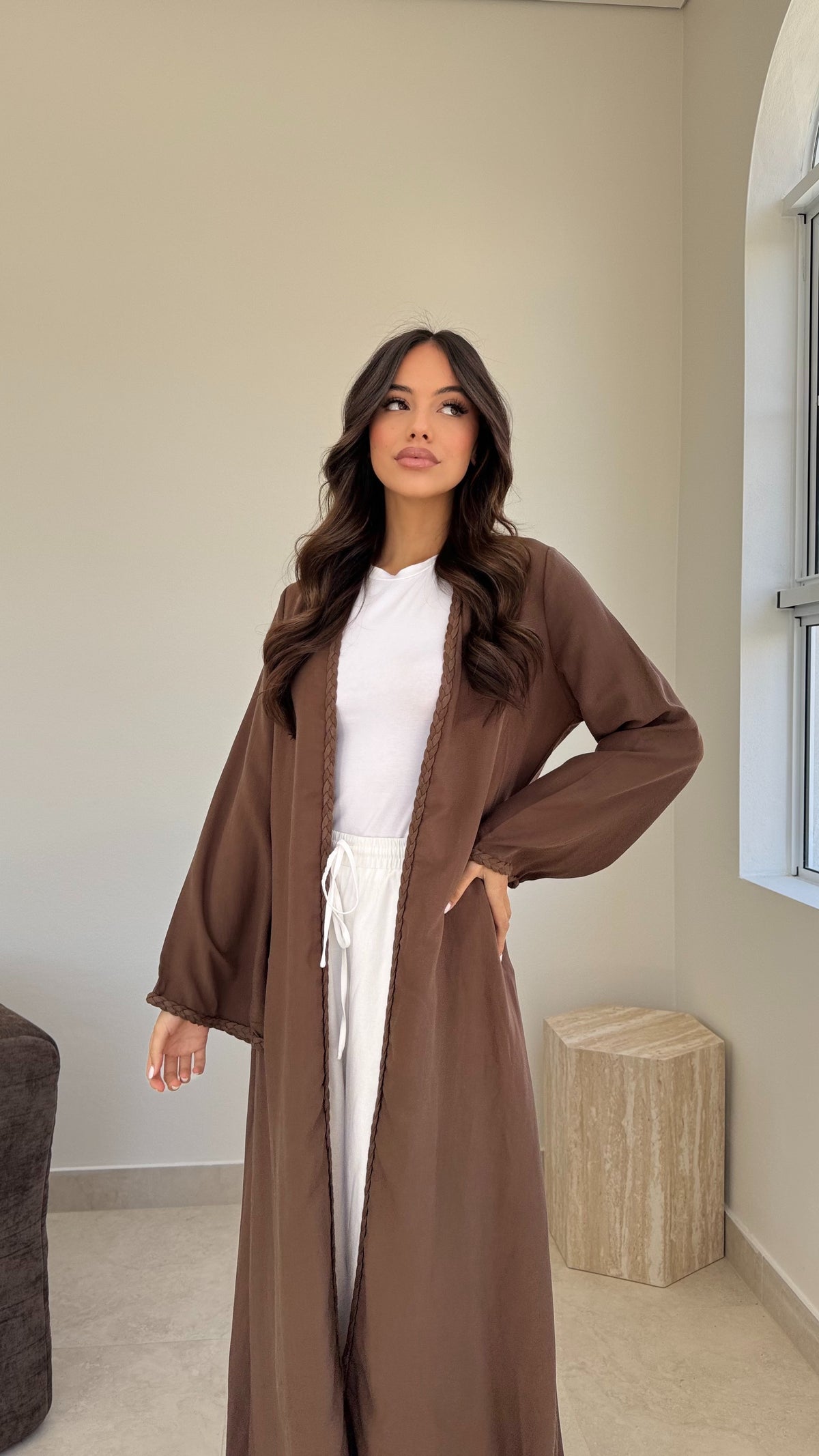 Braided trim kimono