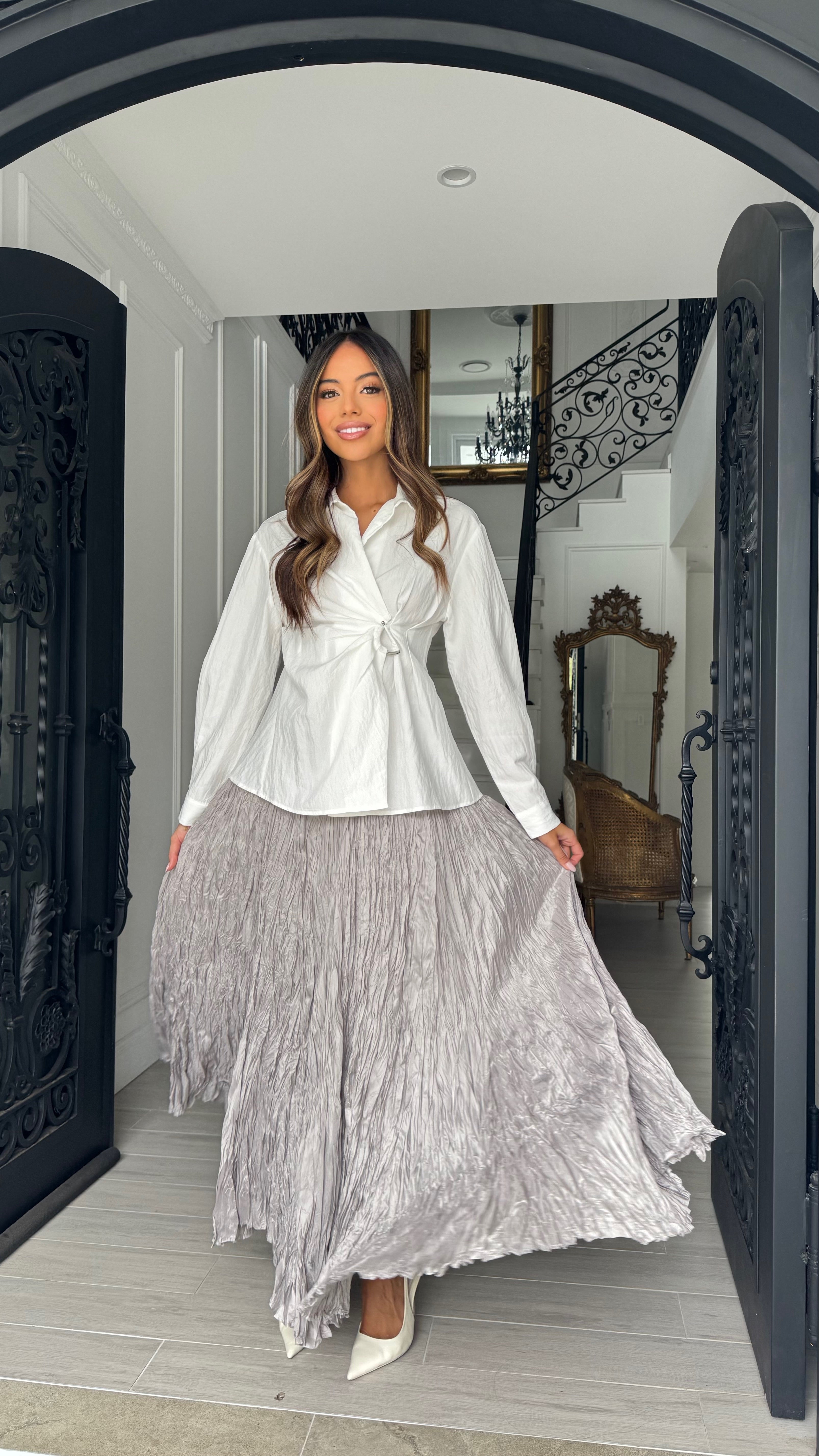 Alira Crinkle Satin Skirt