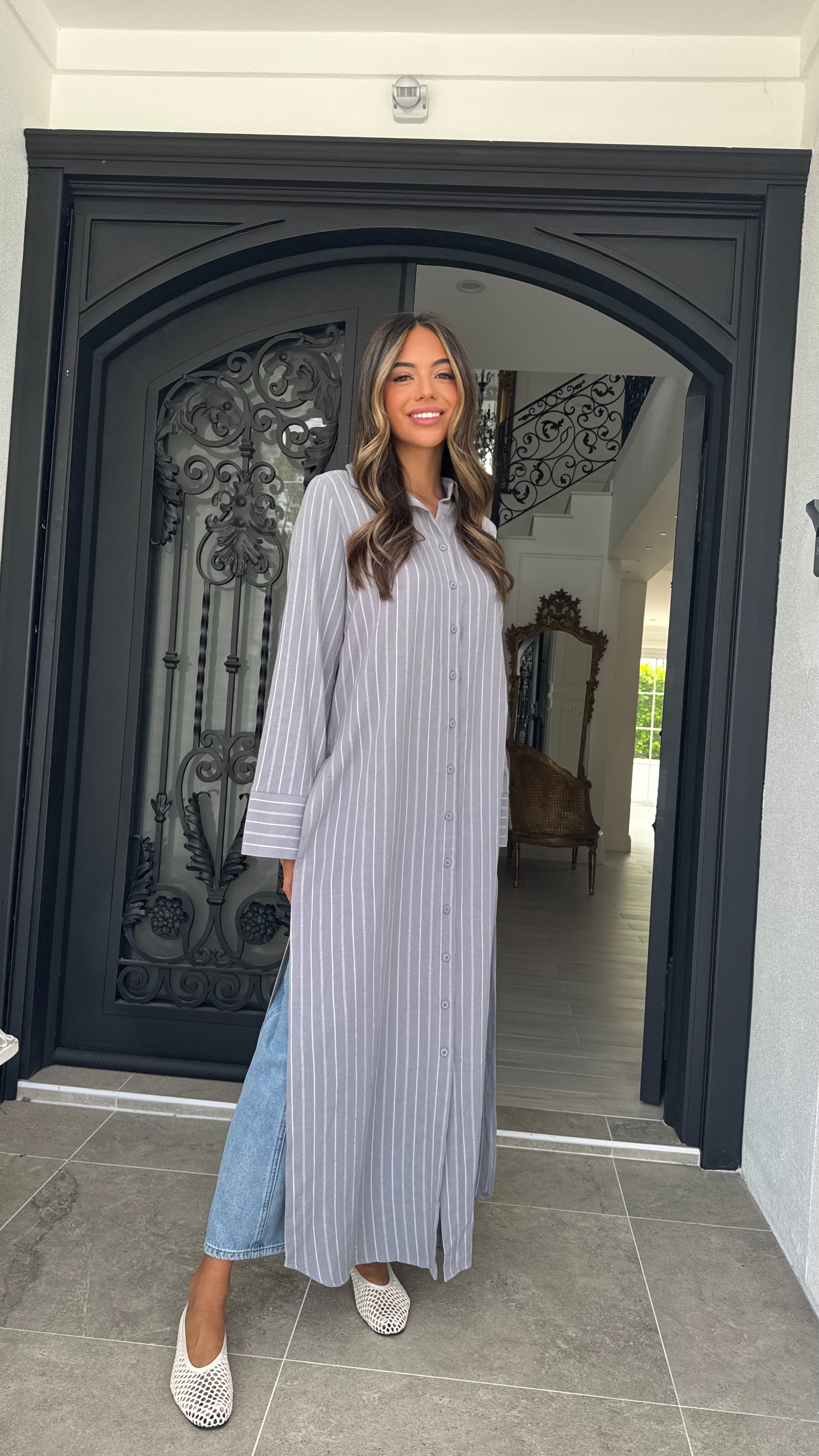 Mira Stripe split maxi