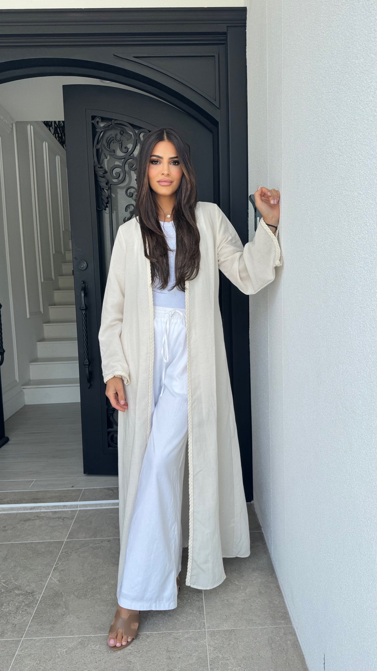 Braided trim kimono