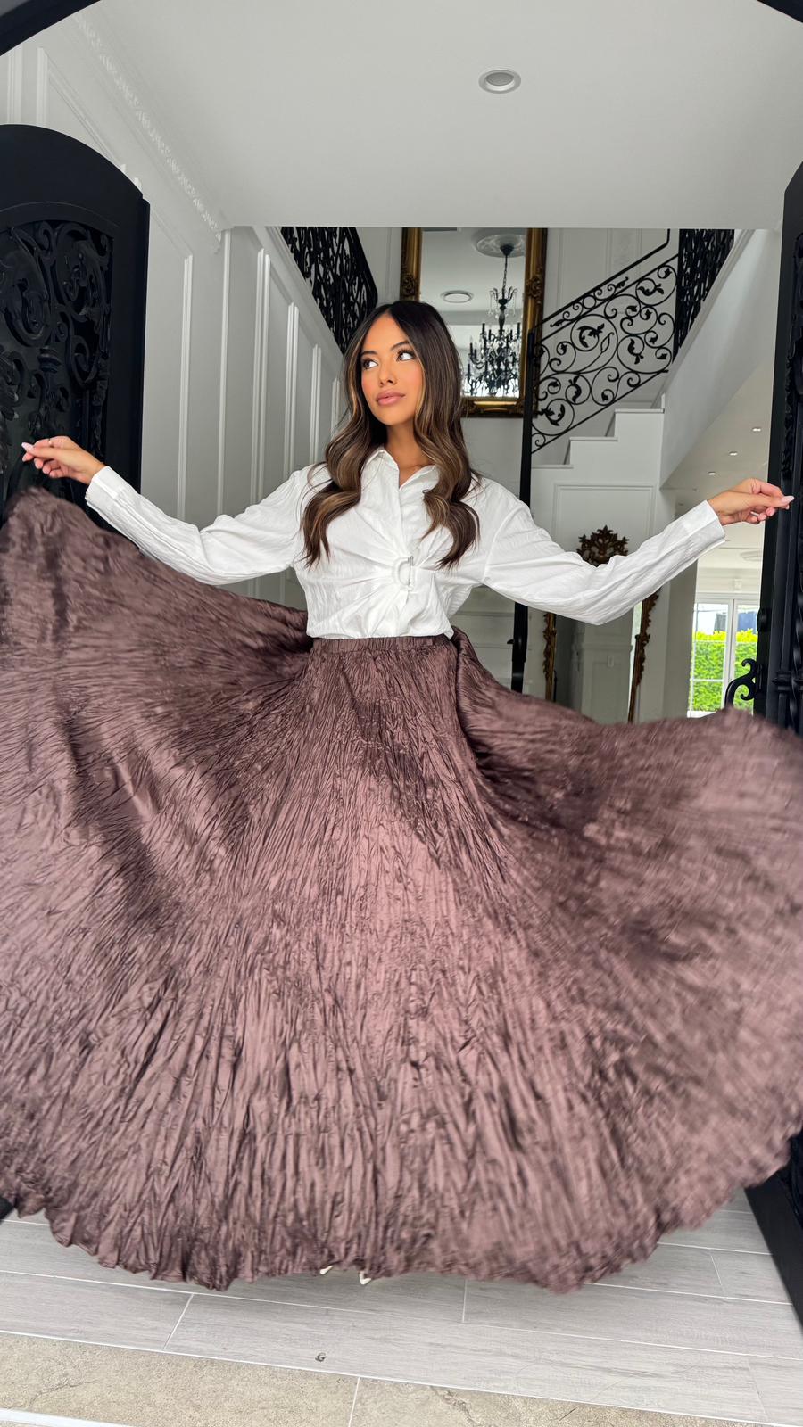 Alira Crinkle Satin Skirt