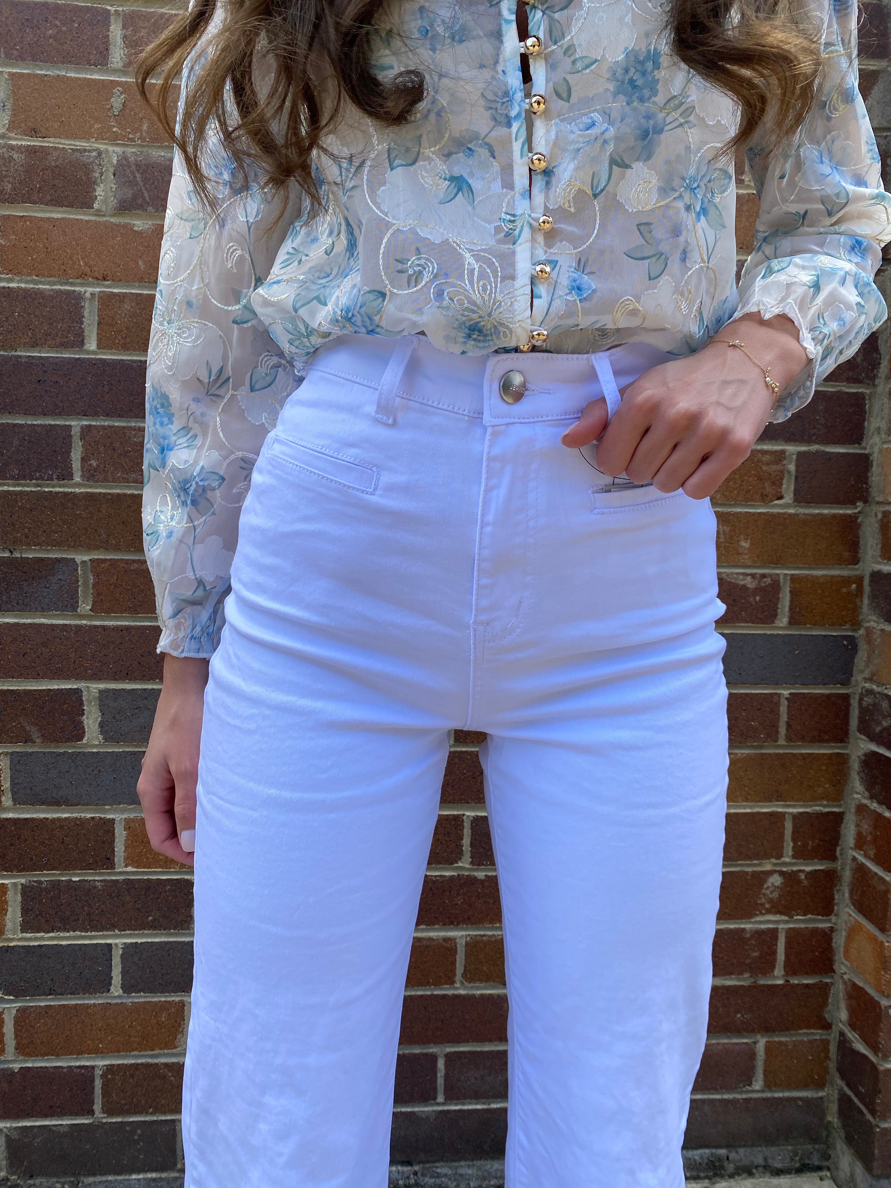 White wide leg jean