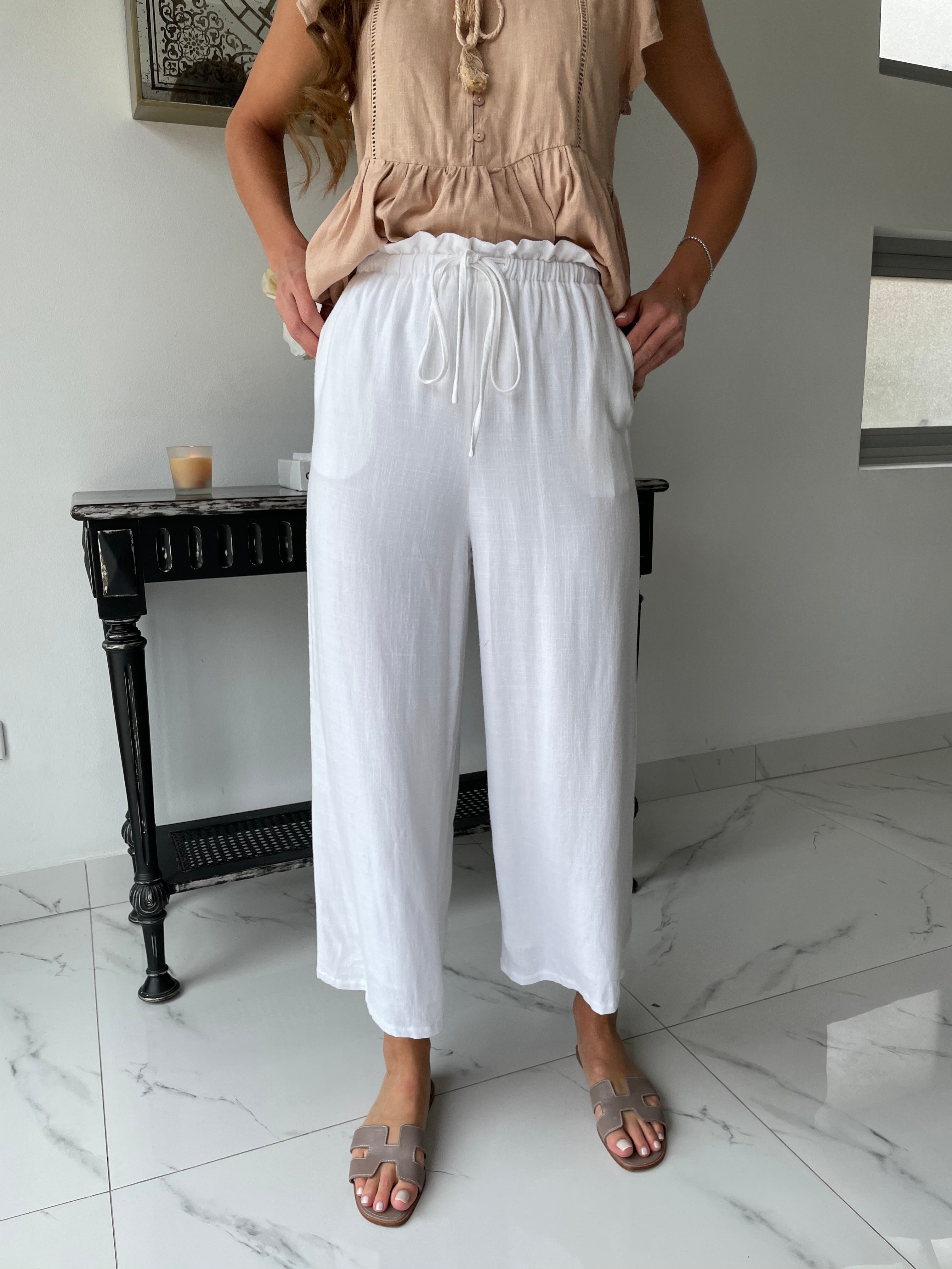 Linen wide leg pant