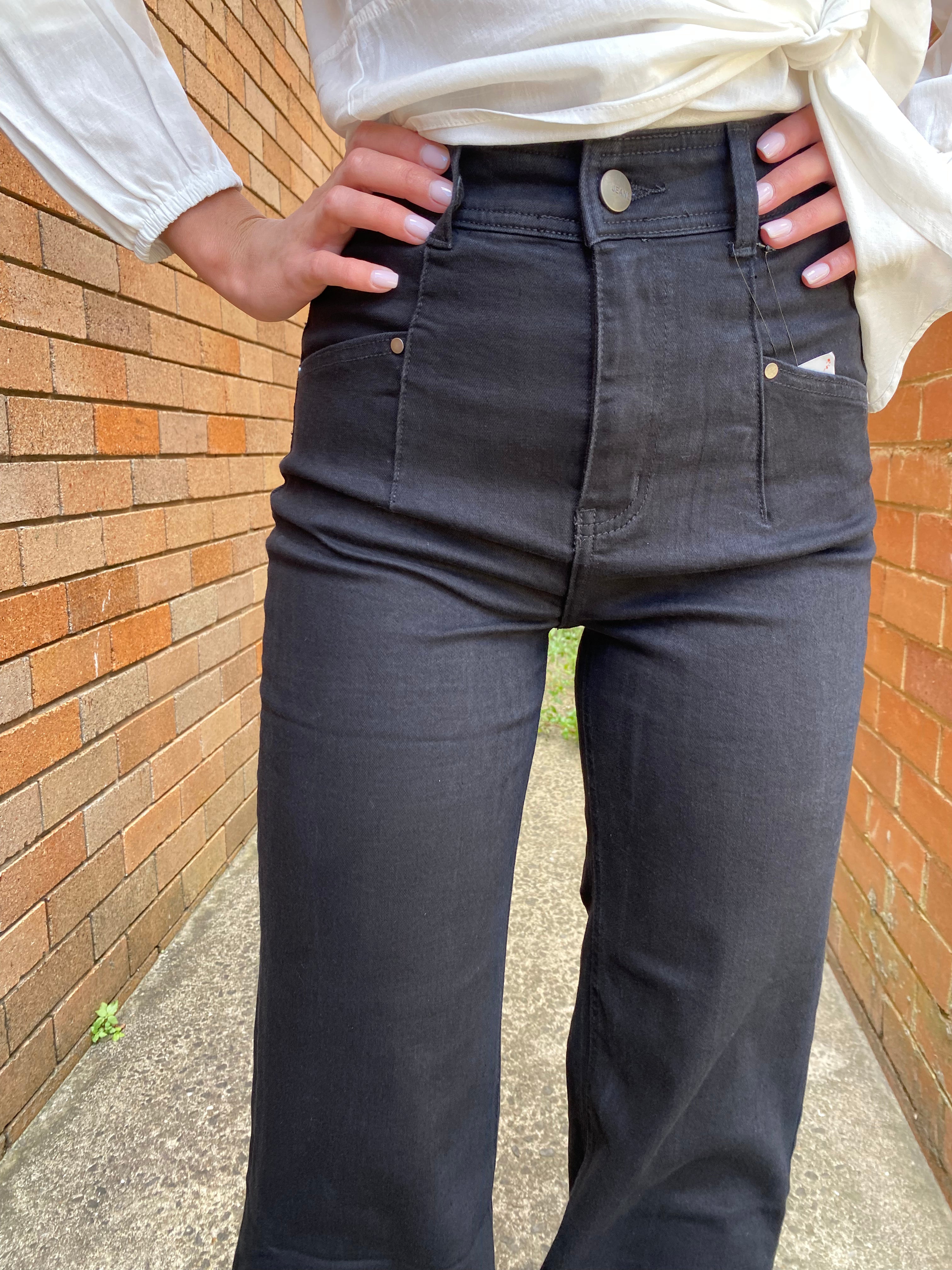 Black wide leg denims