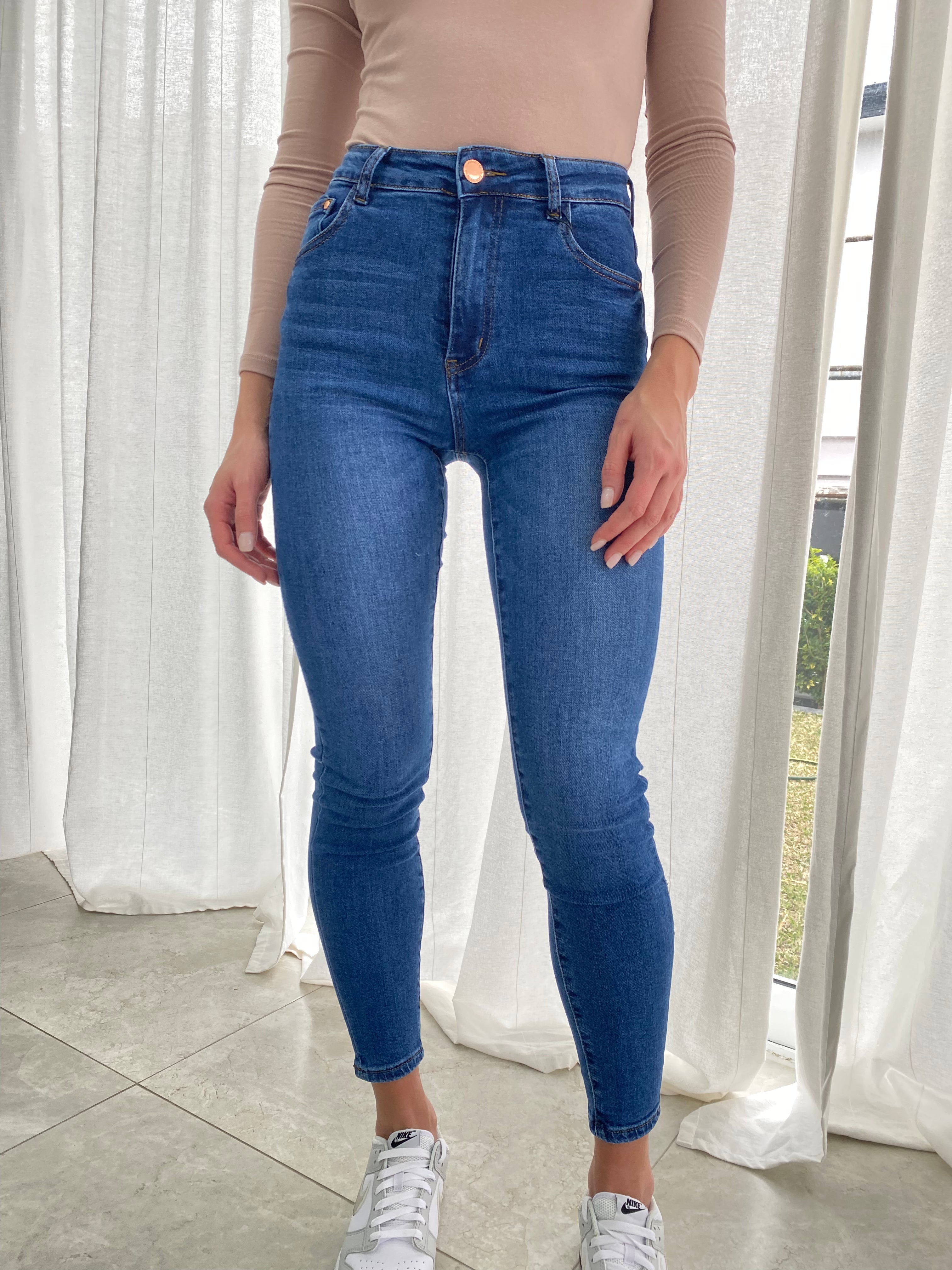 Dark denim stretch jeans