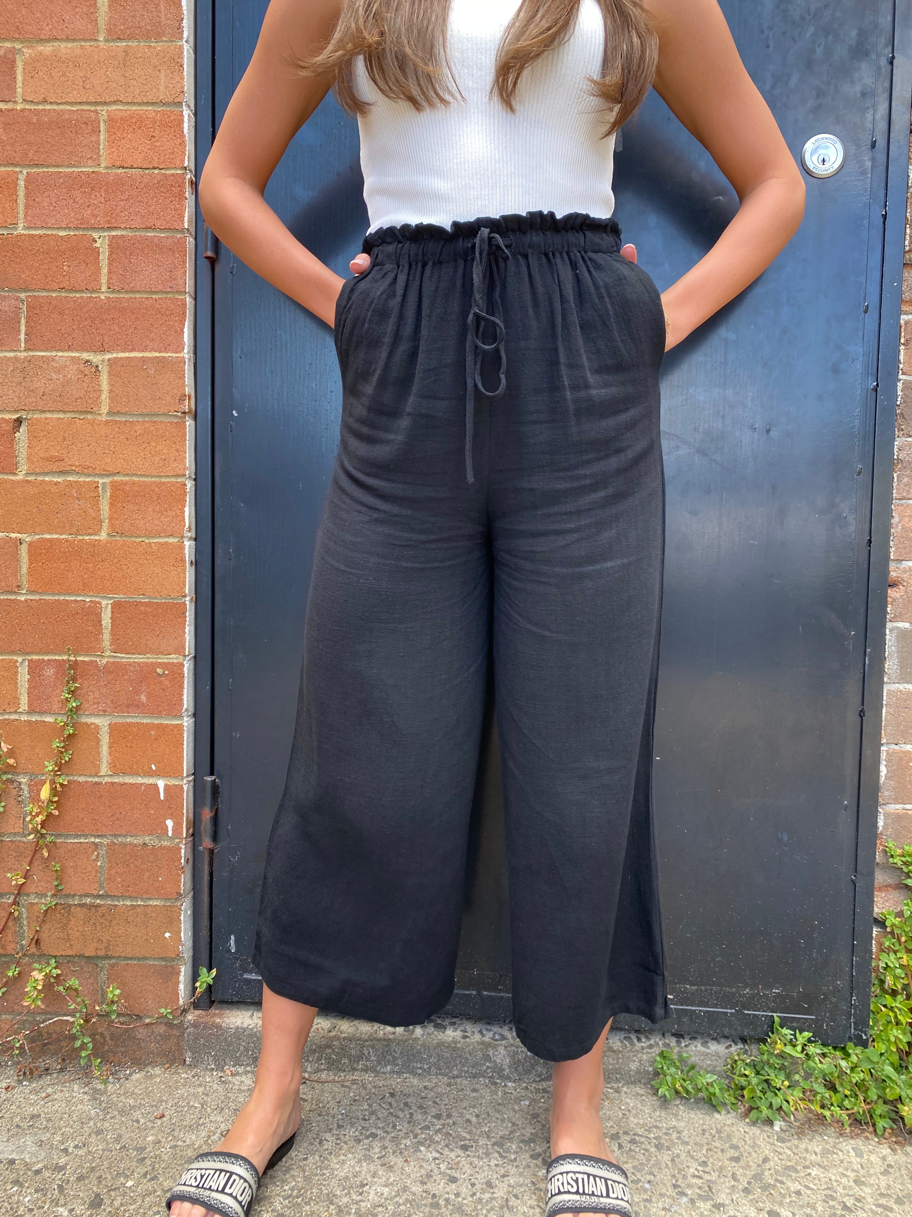 Linen wide leg pant