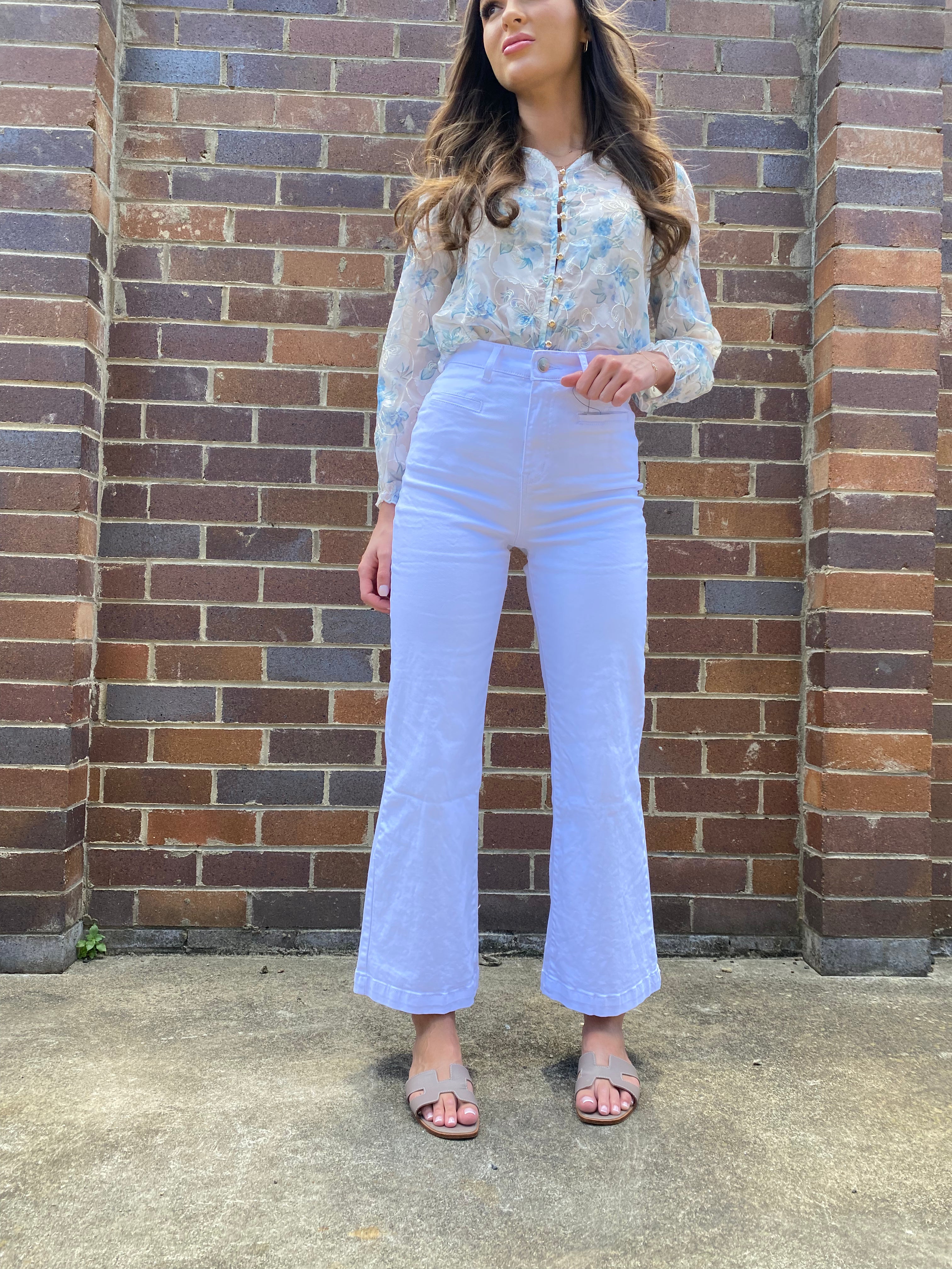 White wide leg jean