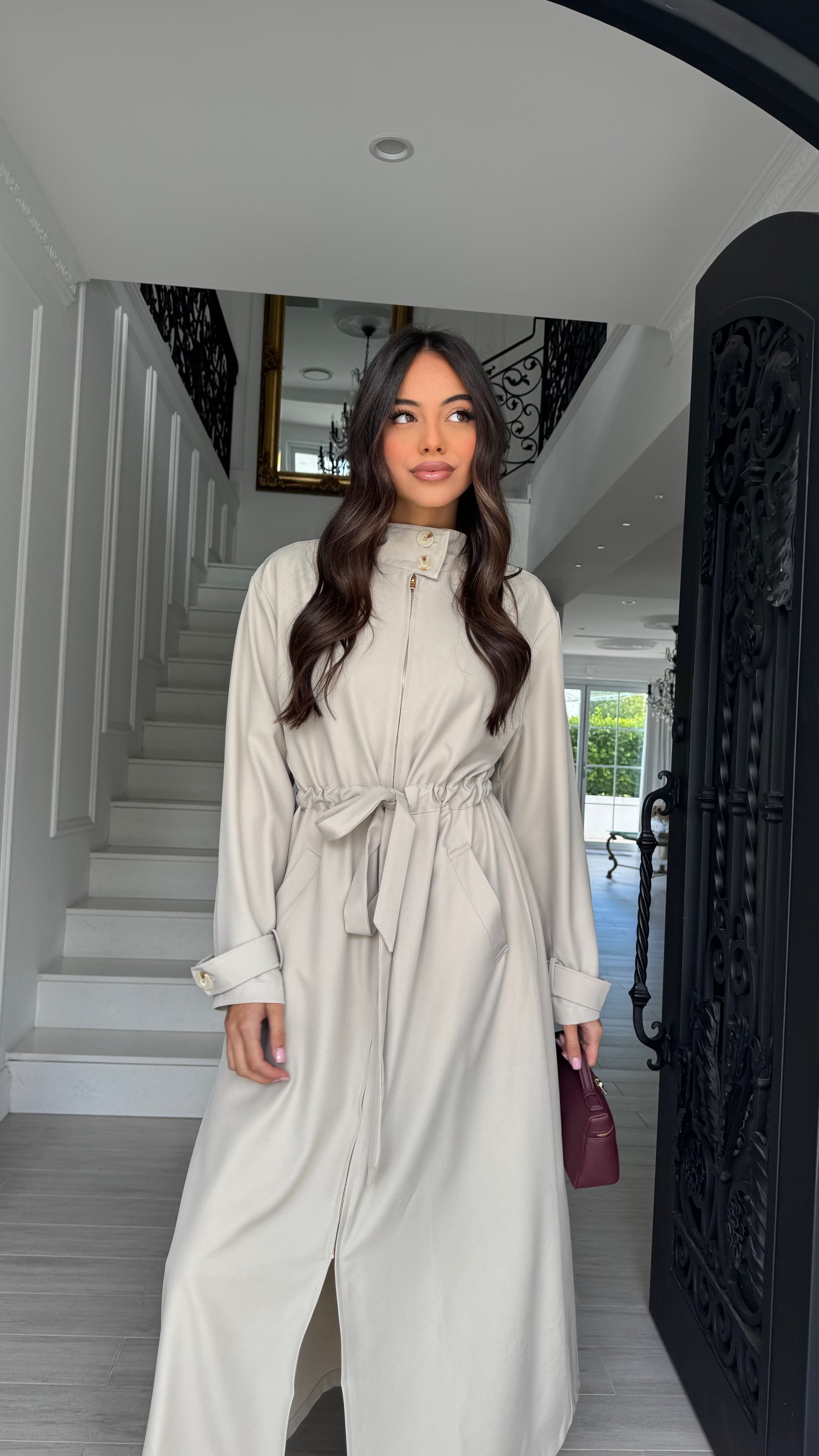 Funnel neck sports trench