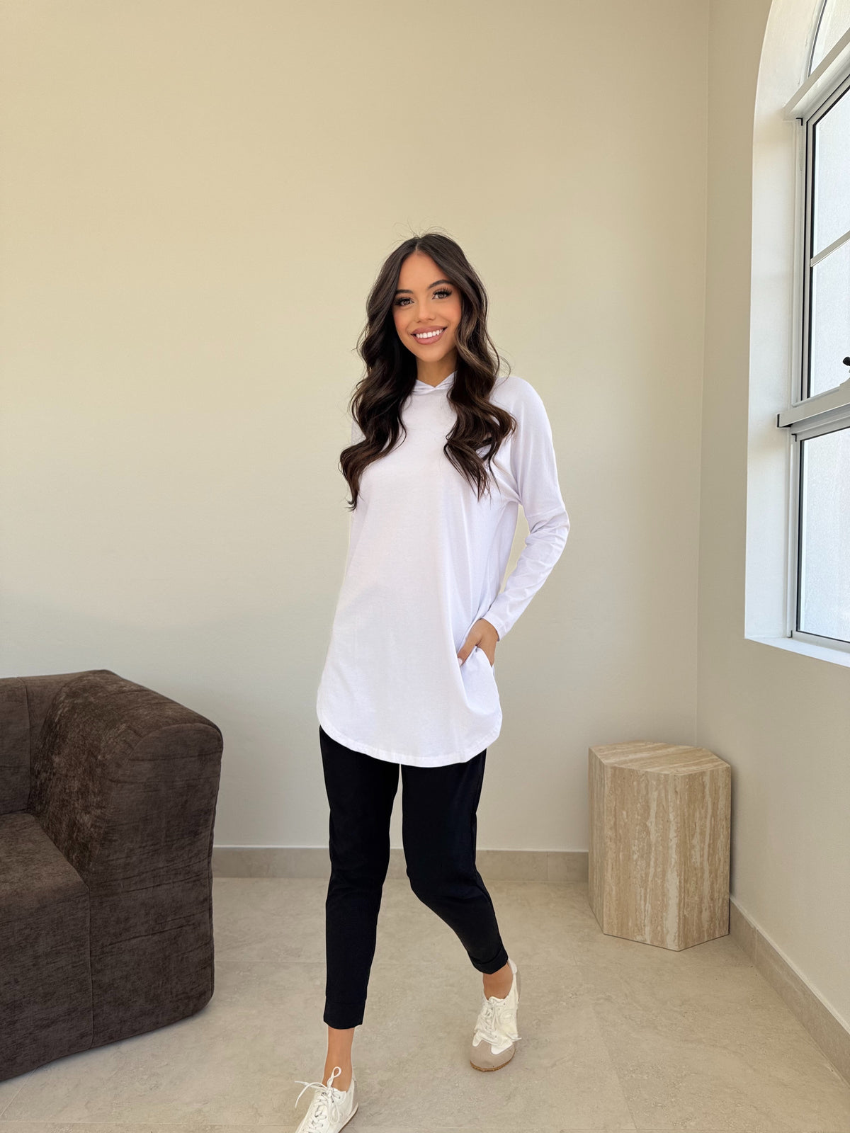 Hooded loop top