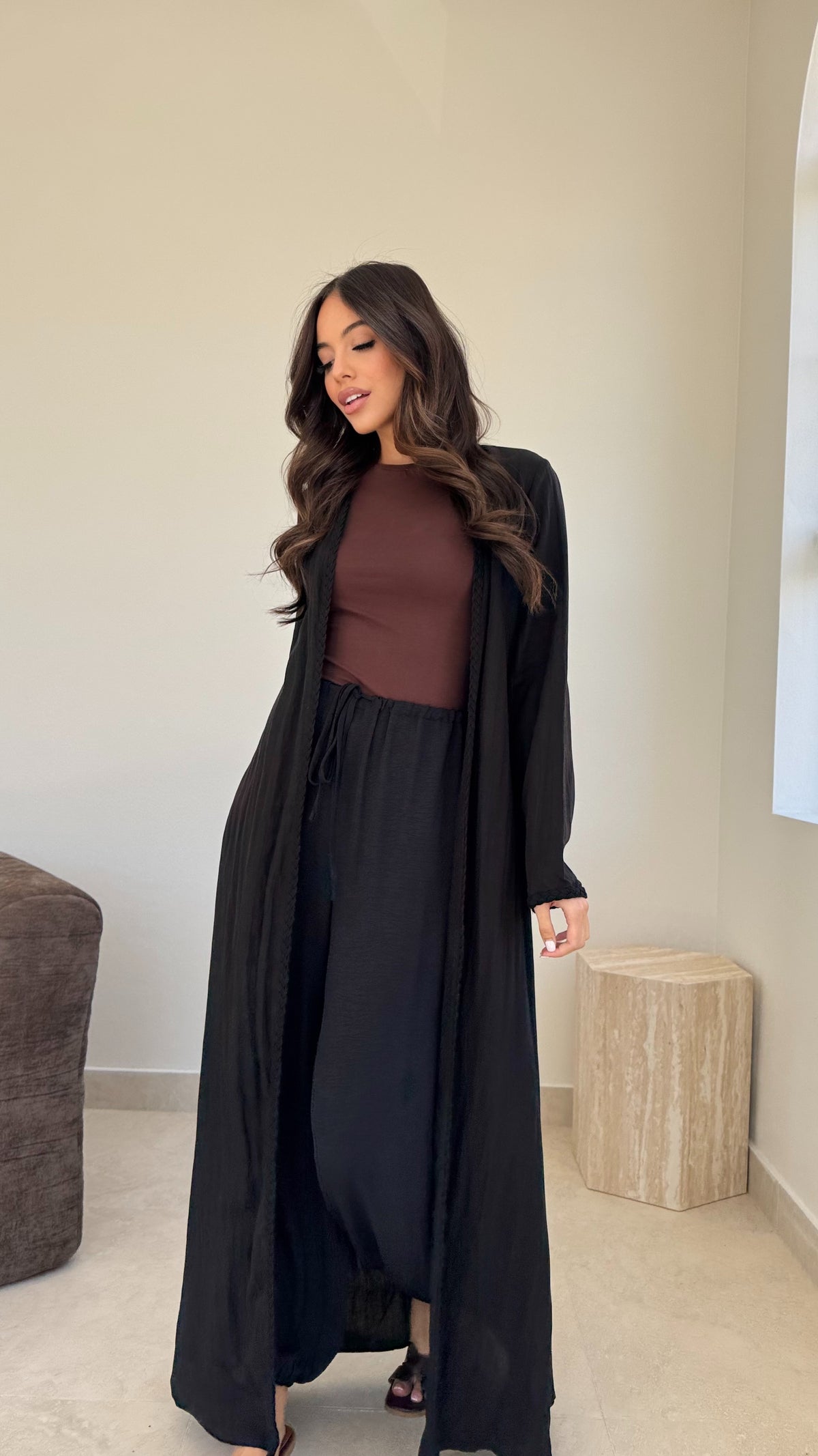 Braided trim kimono