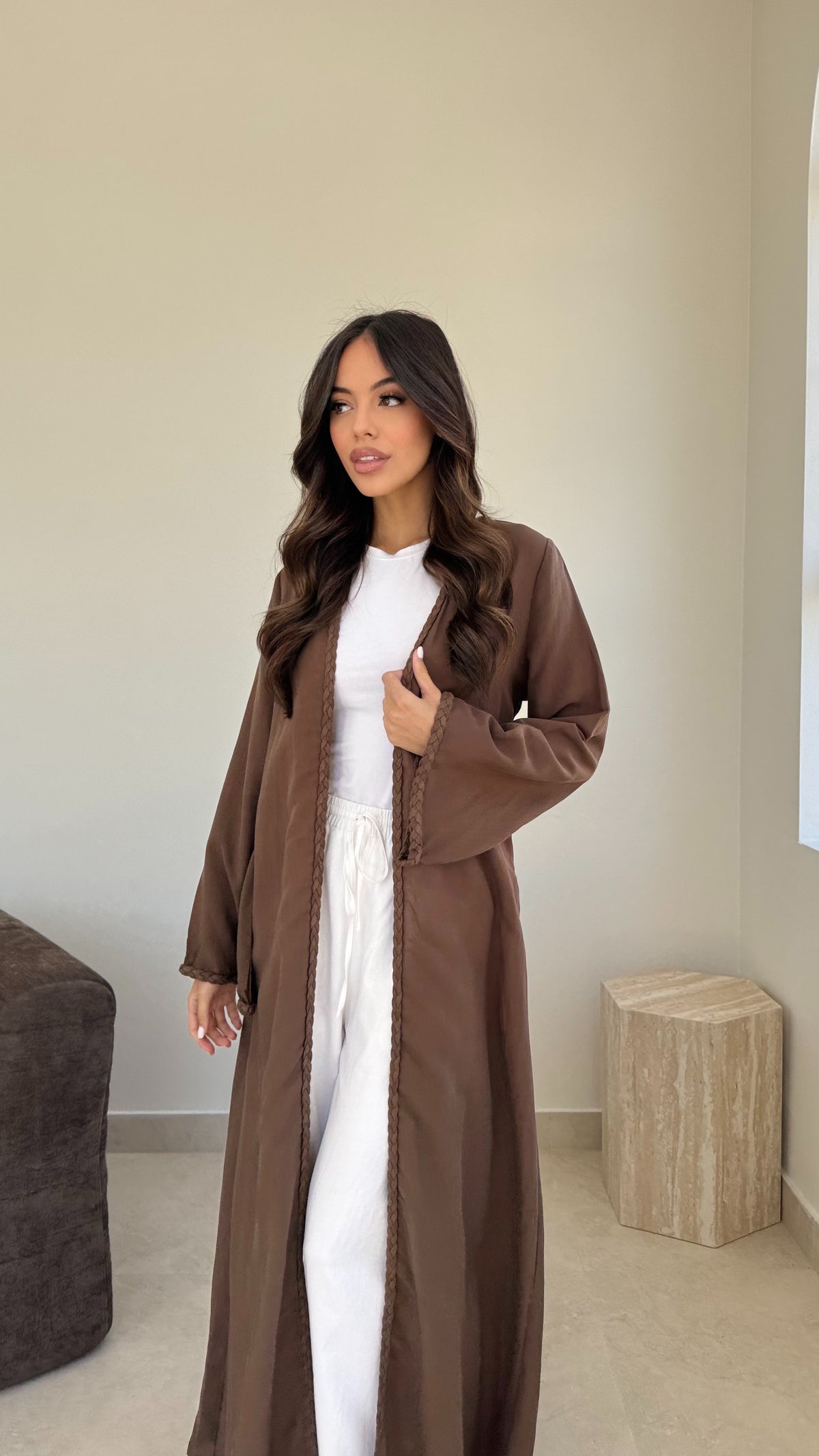 Braided trim kimono