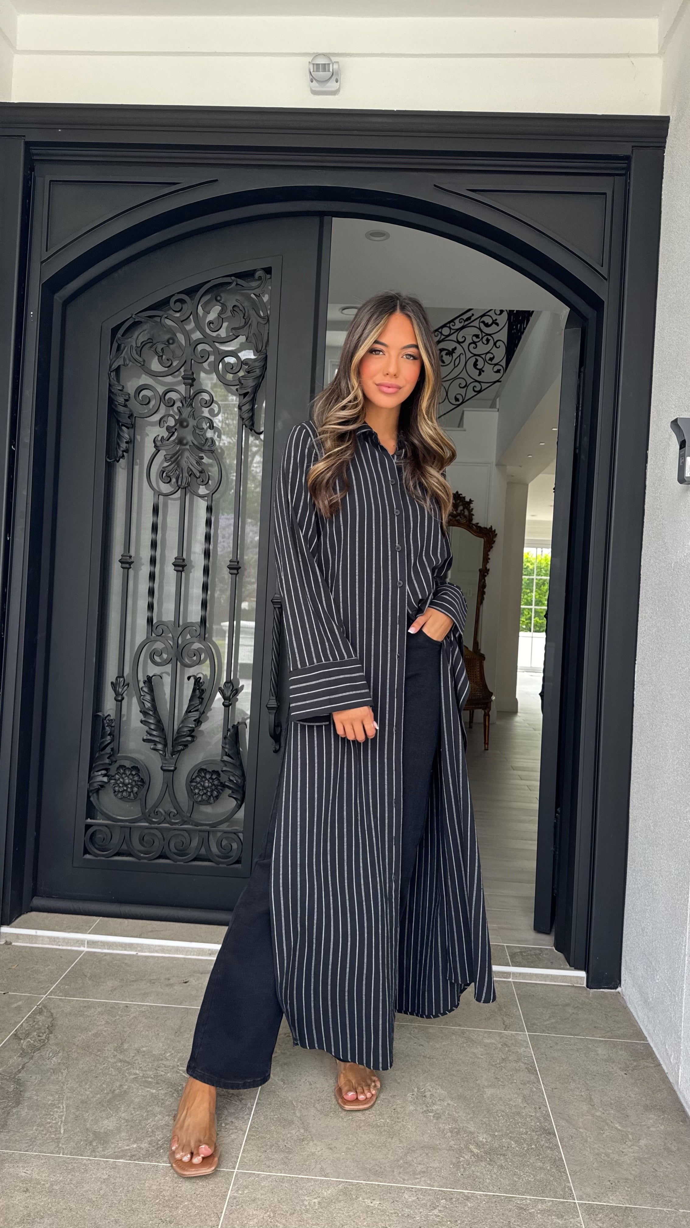 Mira Stripe split maxi