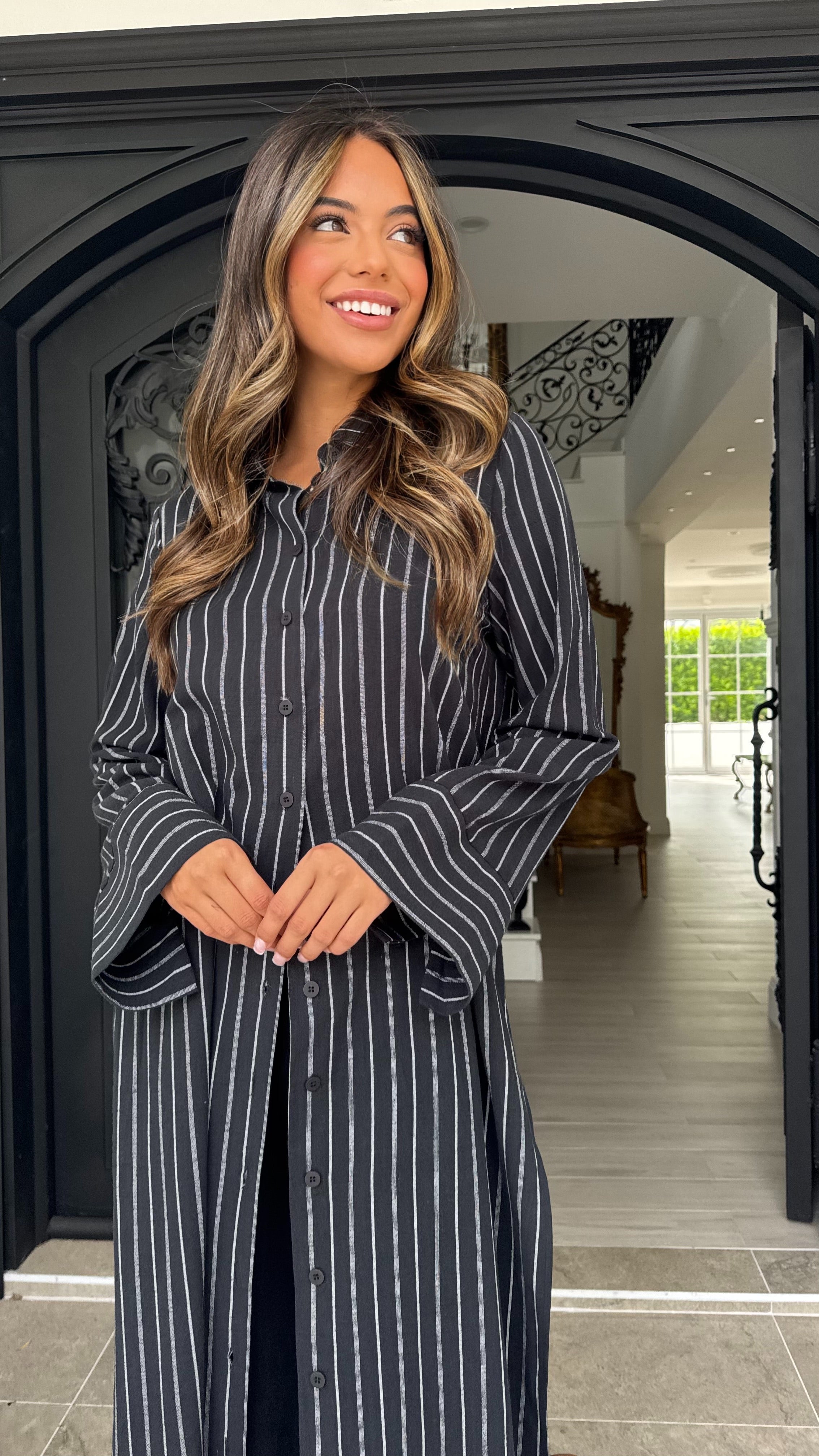 Mira Stripe split maxi