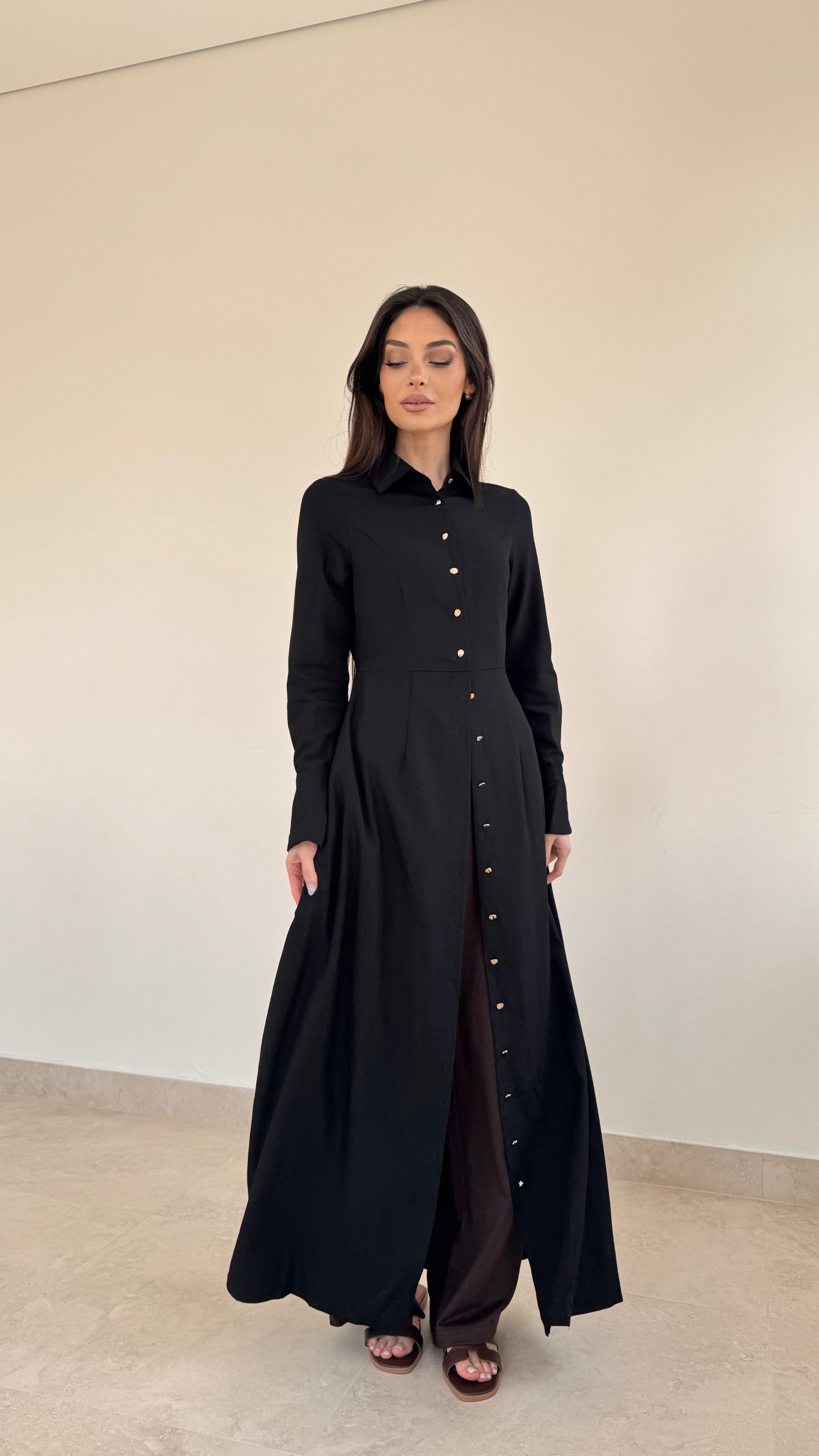 Gold button maxi
