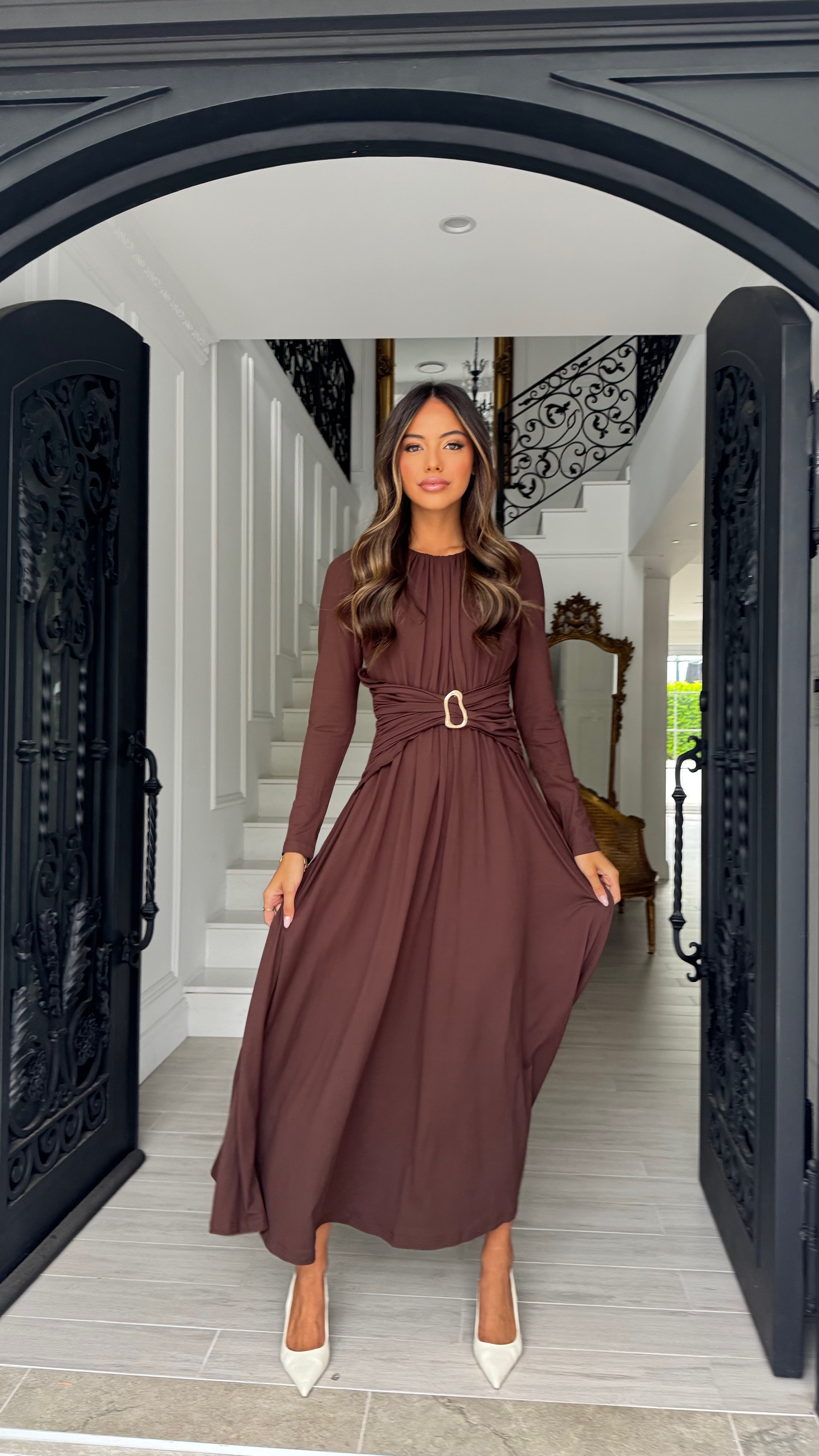 Alira Gold buckle maxi