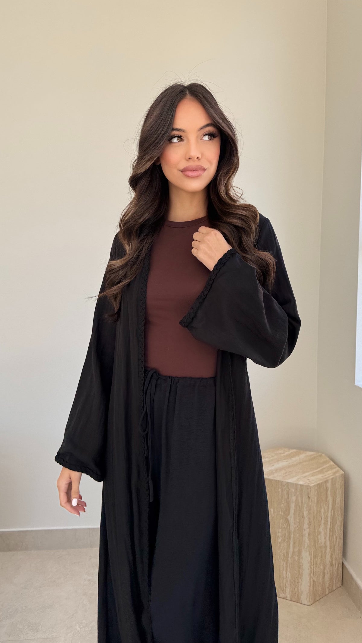 Braided trim kimono